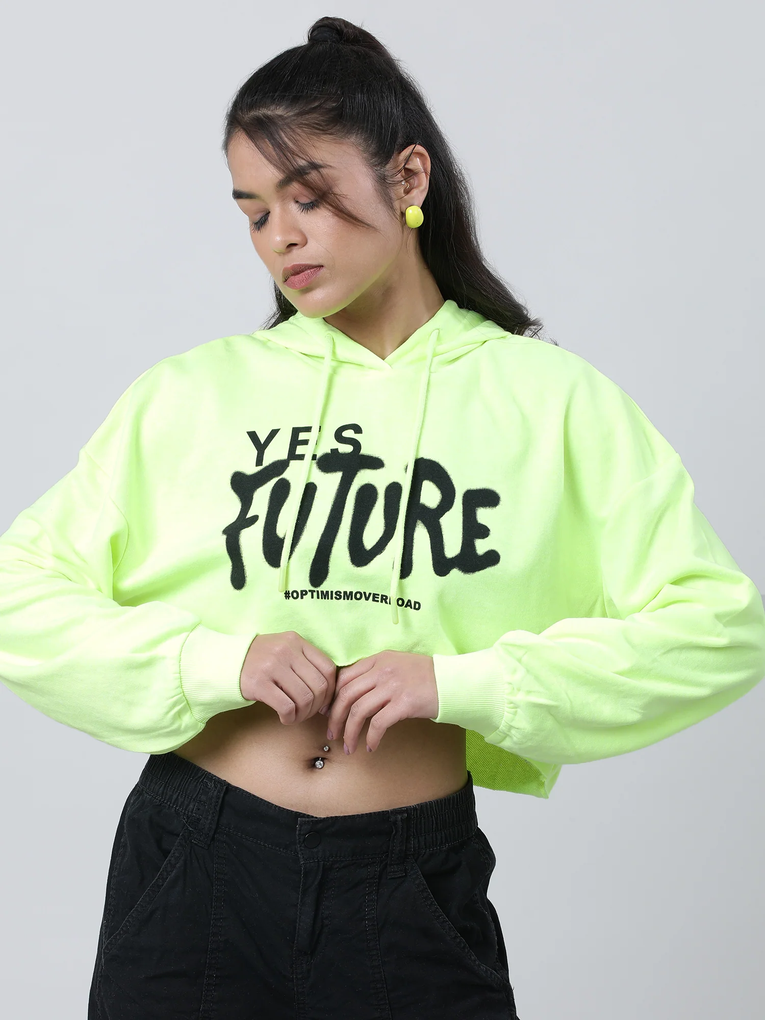 Women Boxy Crop Hoodie Top - Image 7