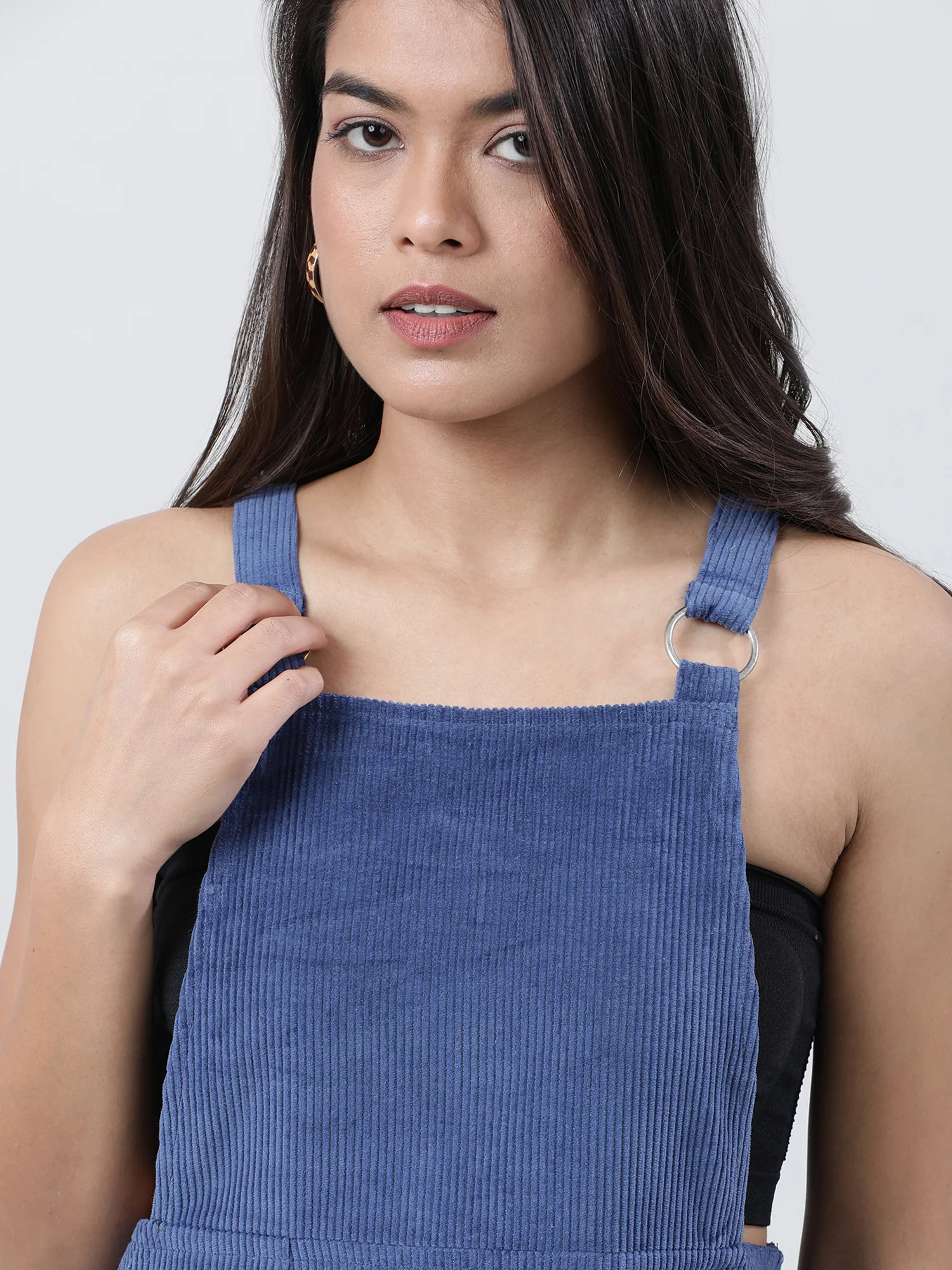 Women Loose Fit Ribbed Dungaree Dress - Image 4