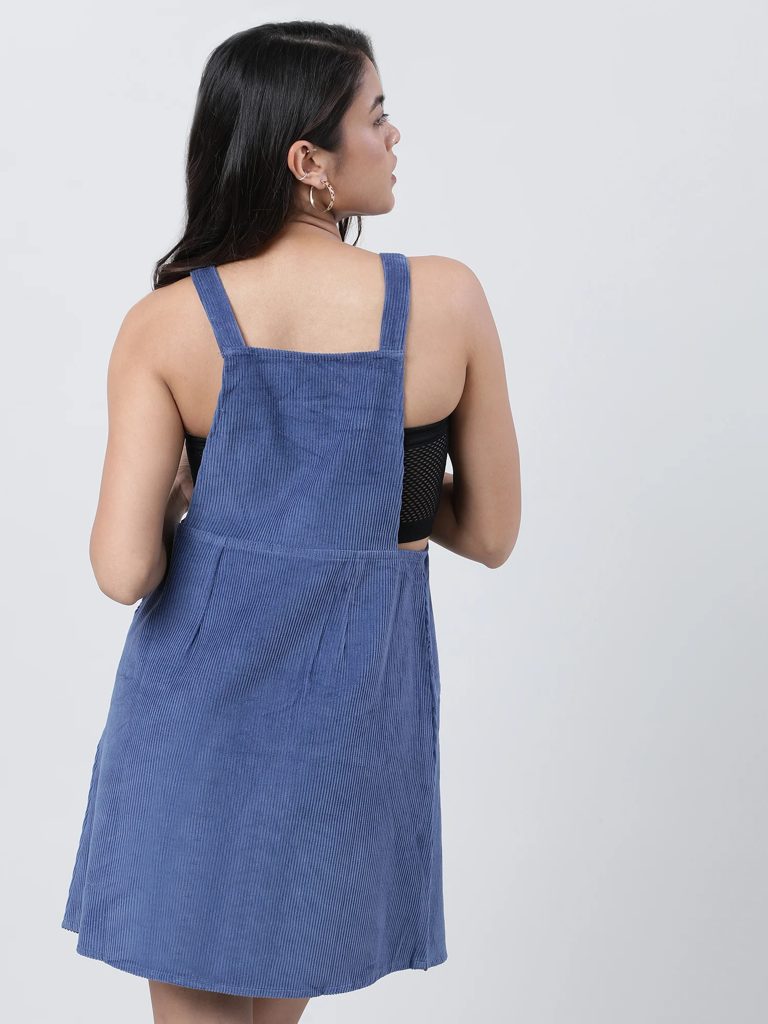 Women Loose Fit Ribbed Dungaree Dress - Image 5