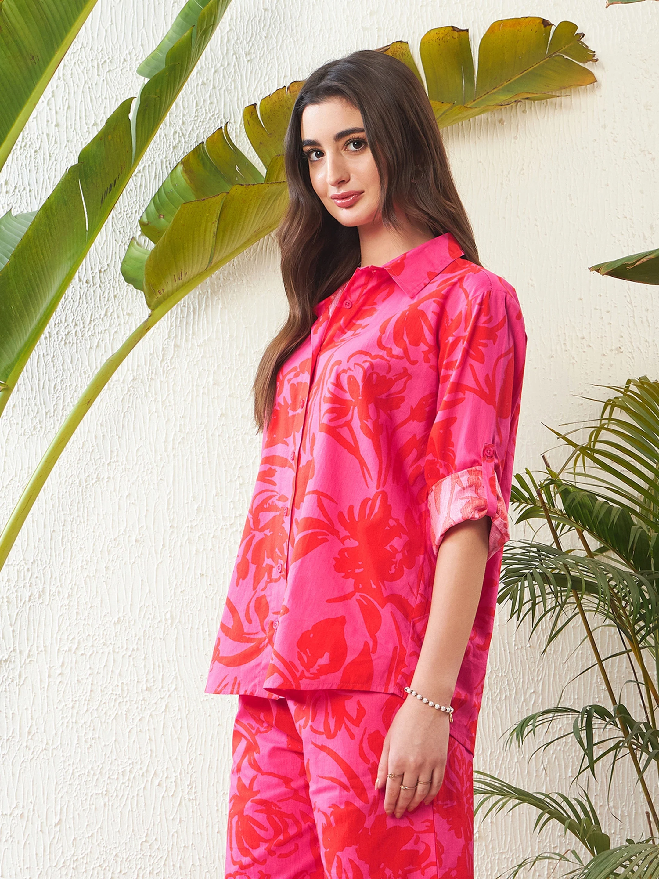 Women Magenta Floral Regular Shirt - Image 5
