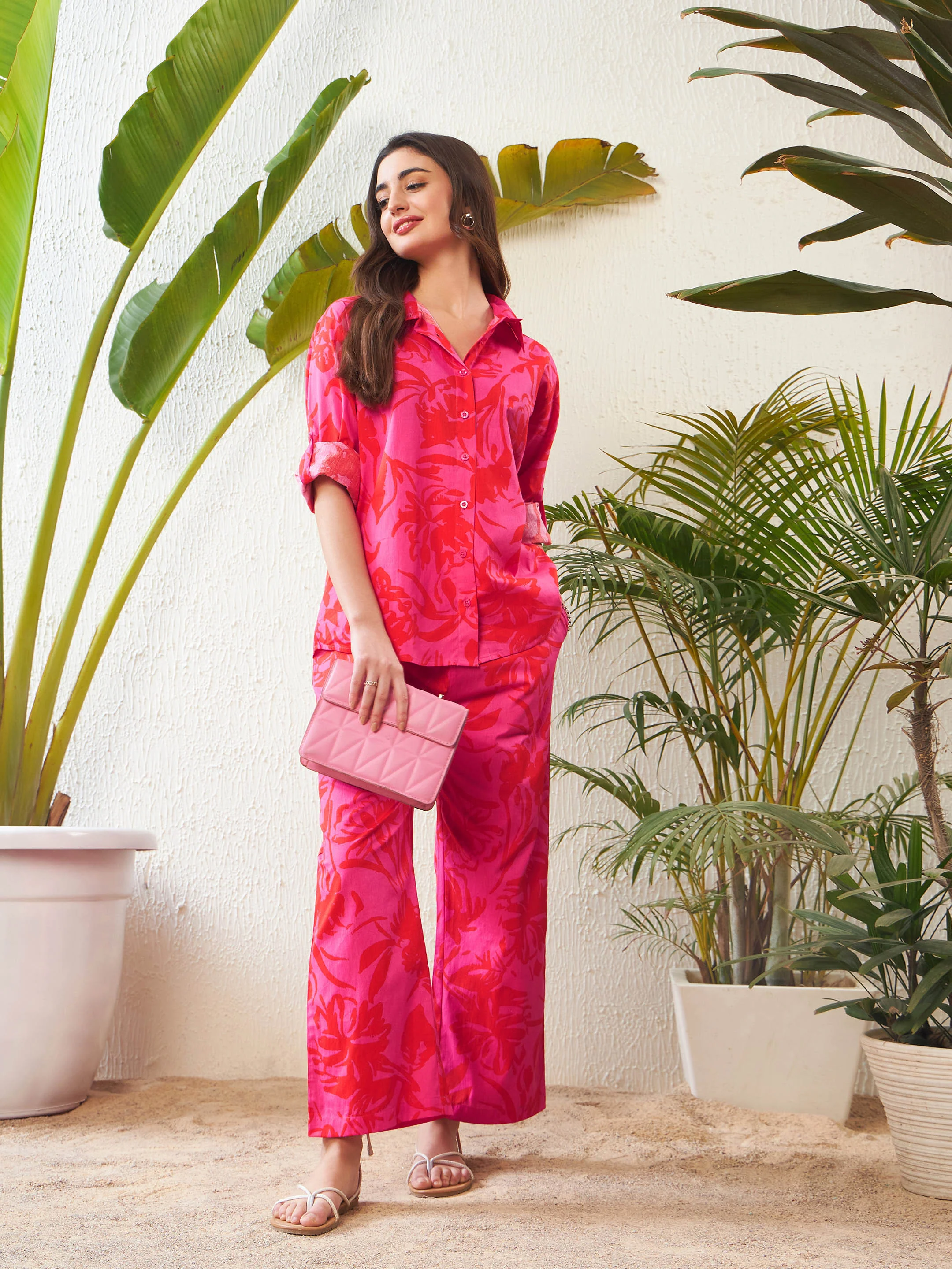 Women Magenta Floral Regular Shirt - Image 6