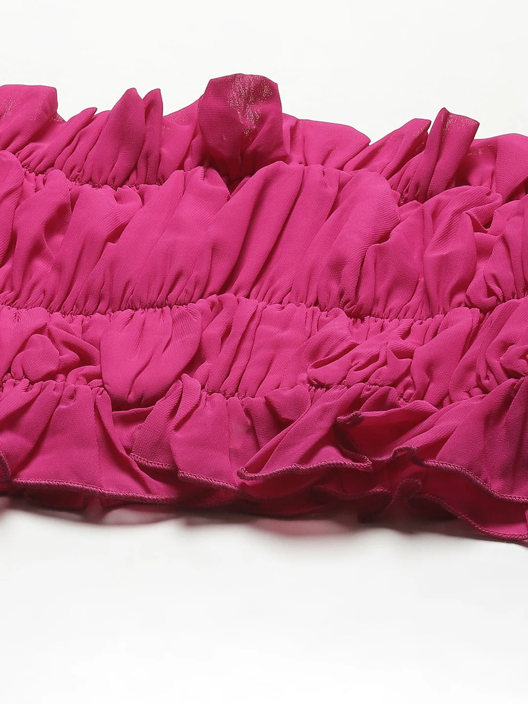 Women Magenta Off Shoulder Ruched Crop Top - Image 5
