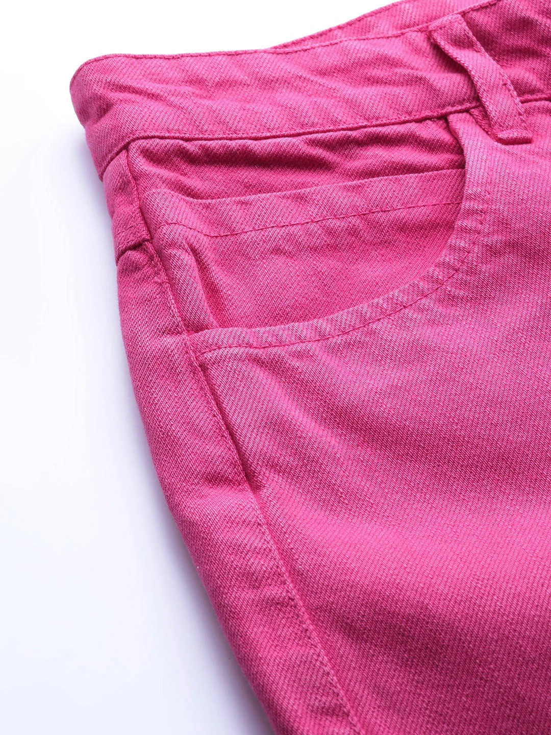 Women Magenta Raw Edge Jeans - Image 6