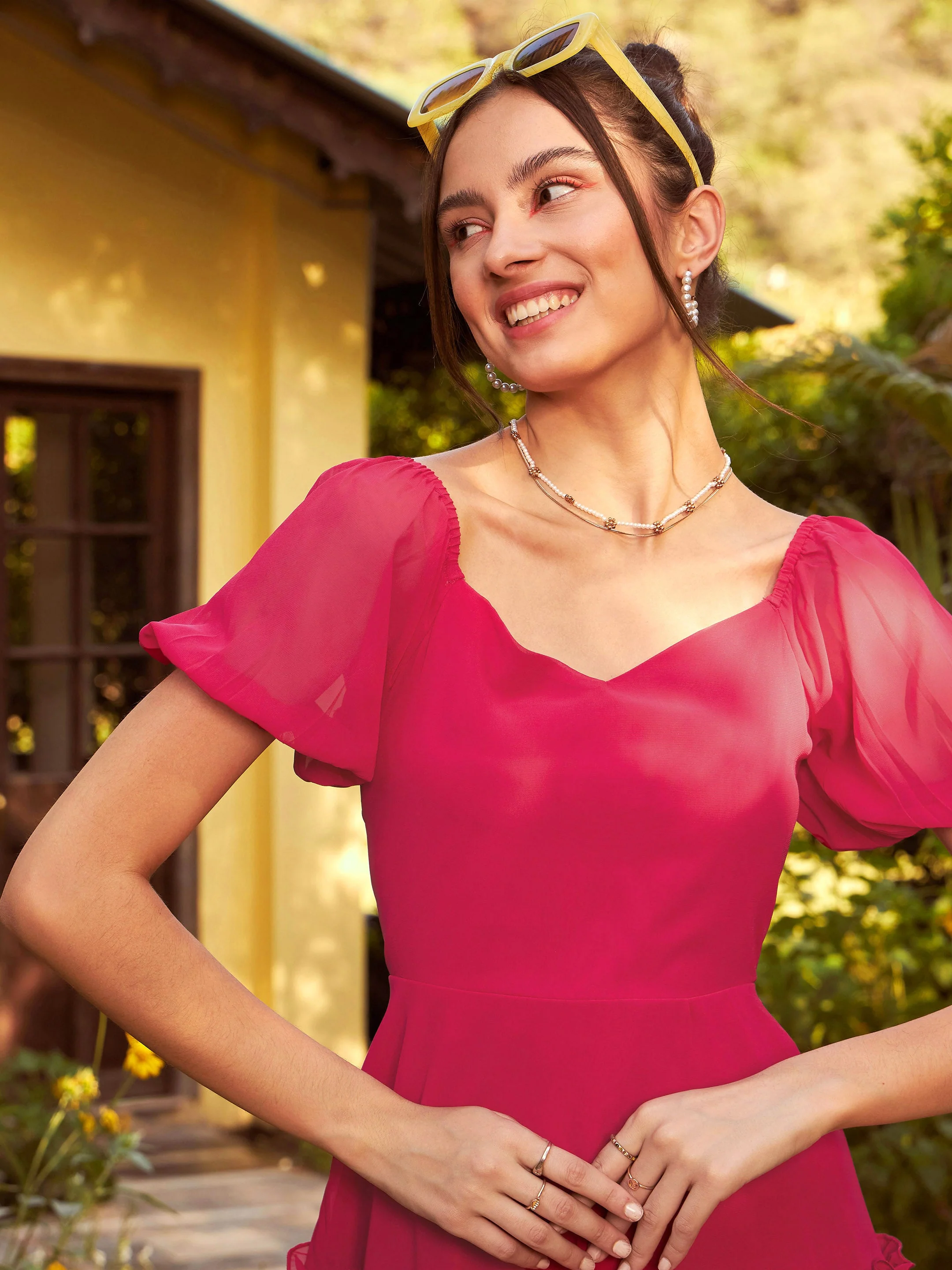 Women Magenta  Short Skater Dress - Image 4