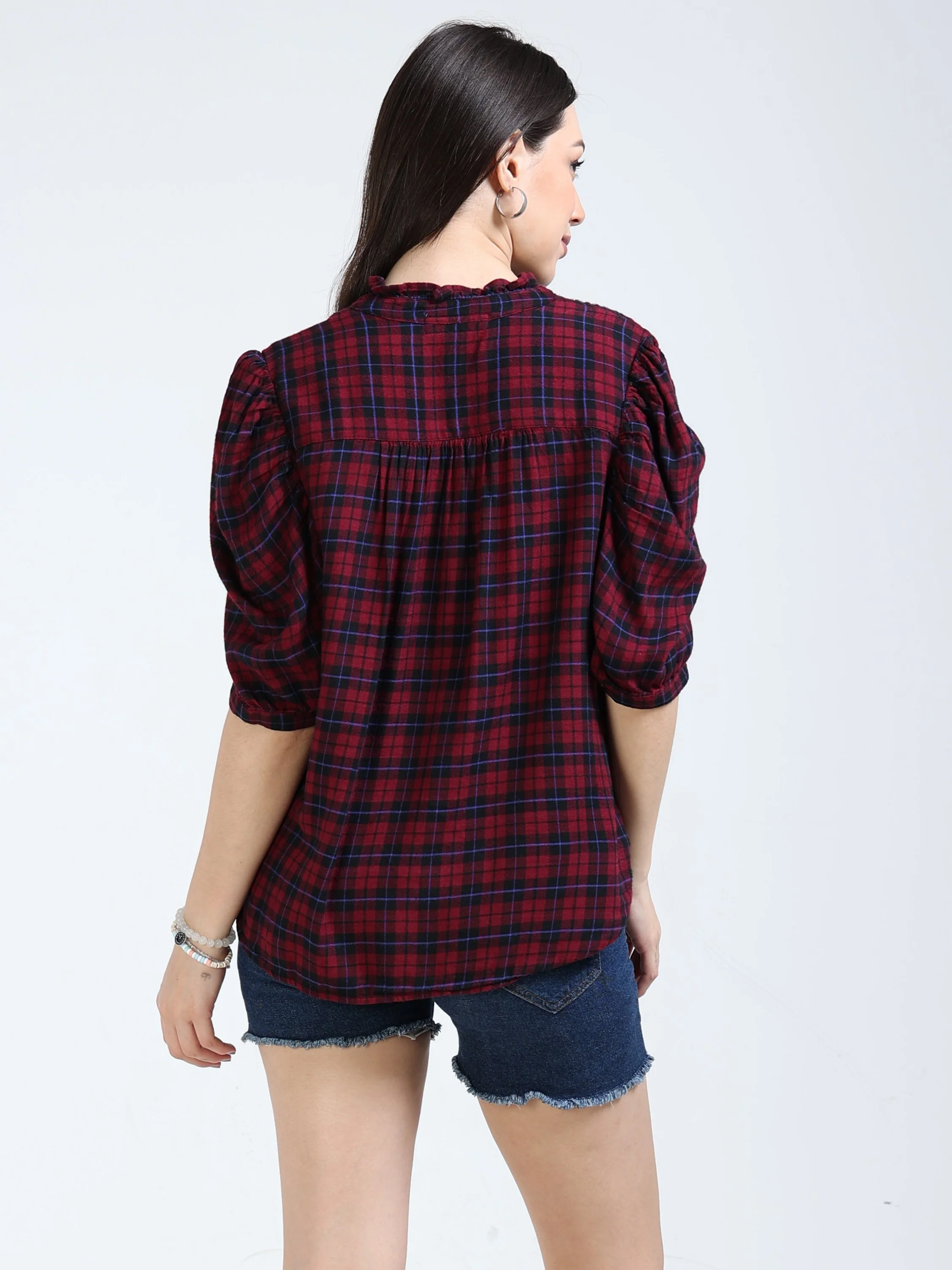 Women Maroon Cotton Brushed Shirt - Image 4