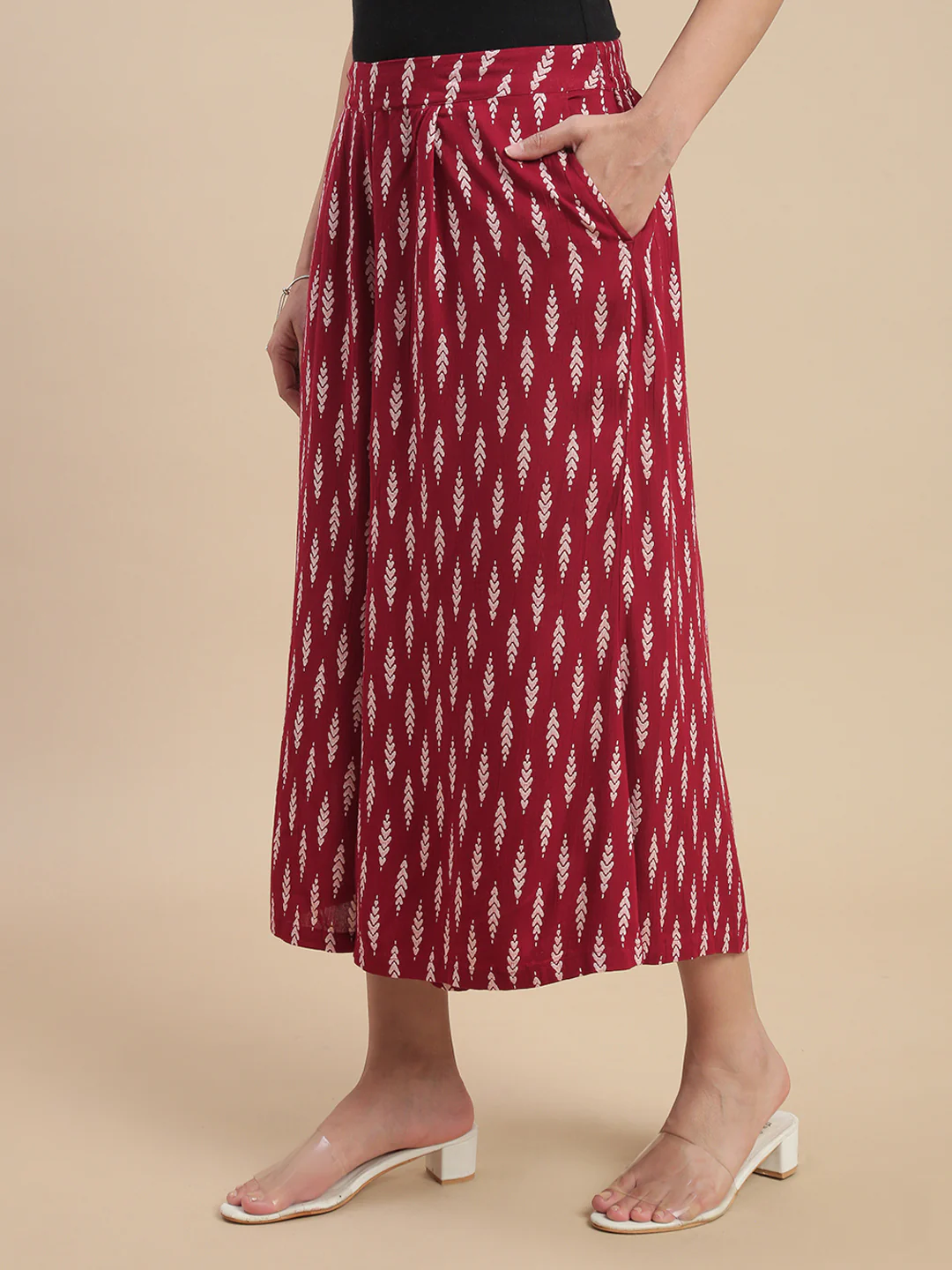 Women Maroon Casual Culottes - Image 3