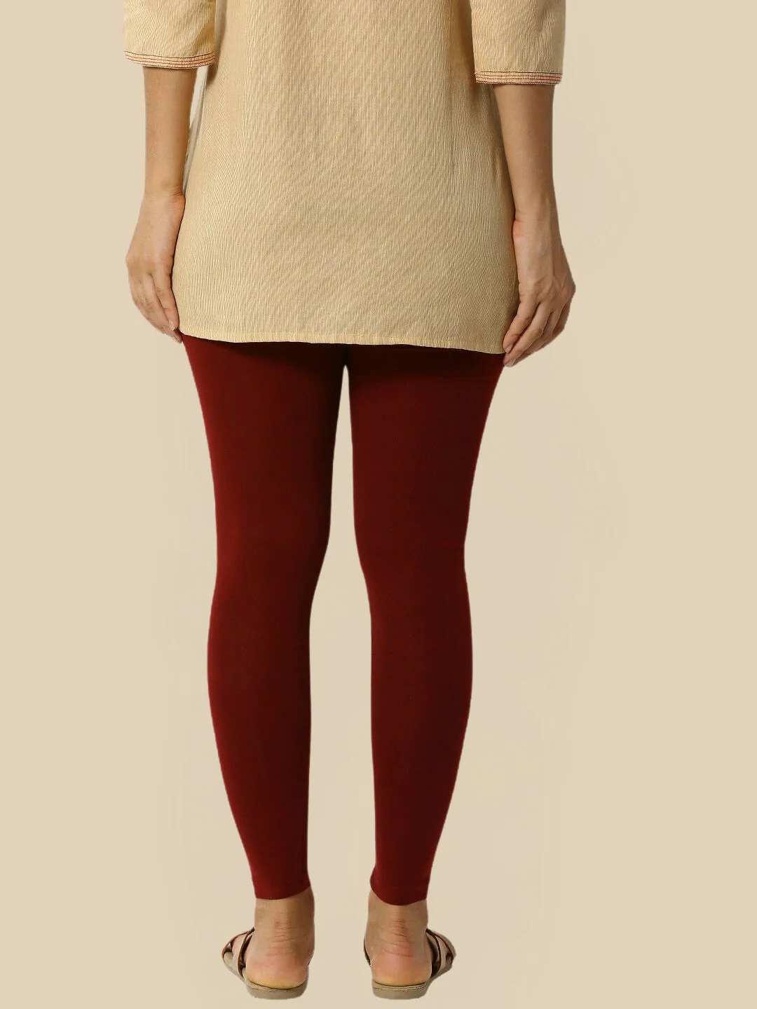 Women Maroon Casual Leggings - Image 3
