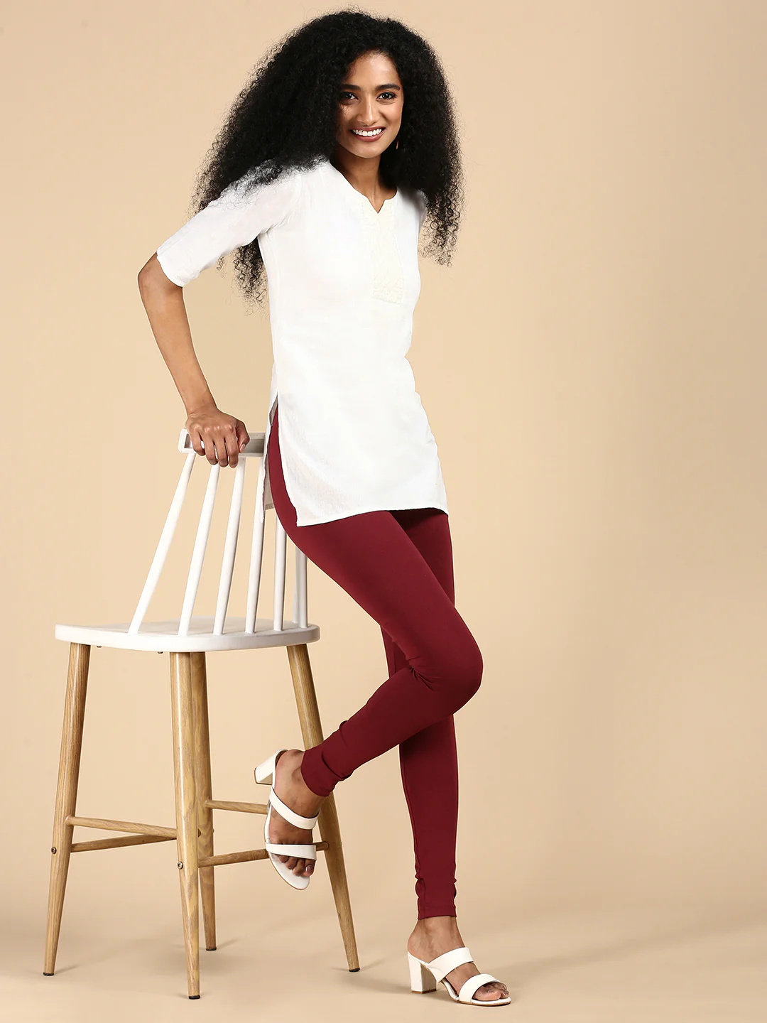 Women Maroon Casual Leggings - Image 4