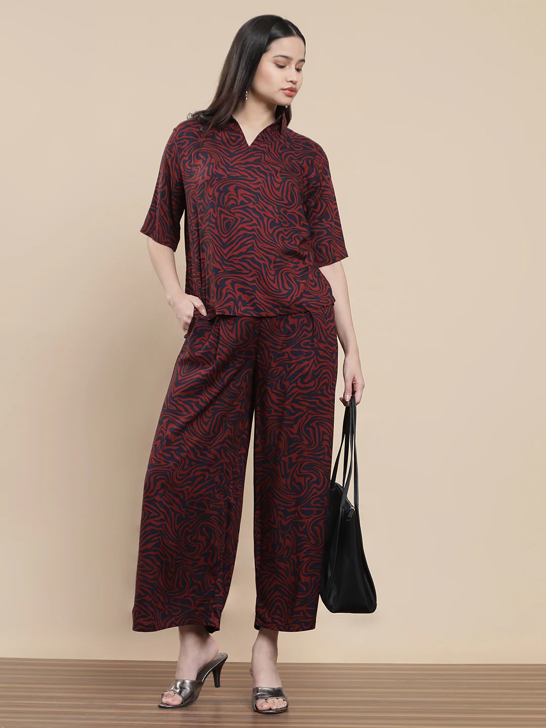Women Maroon Casual Palazzo - Image 5