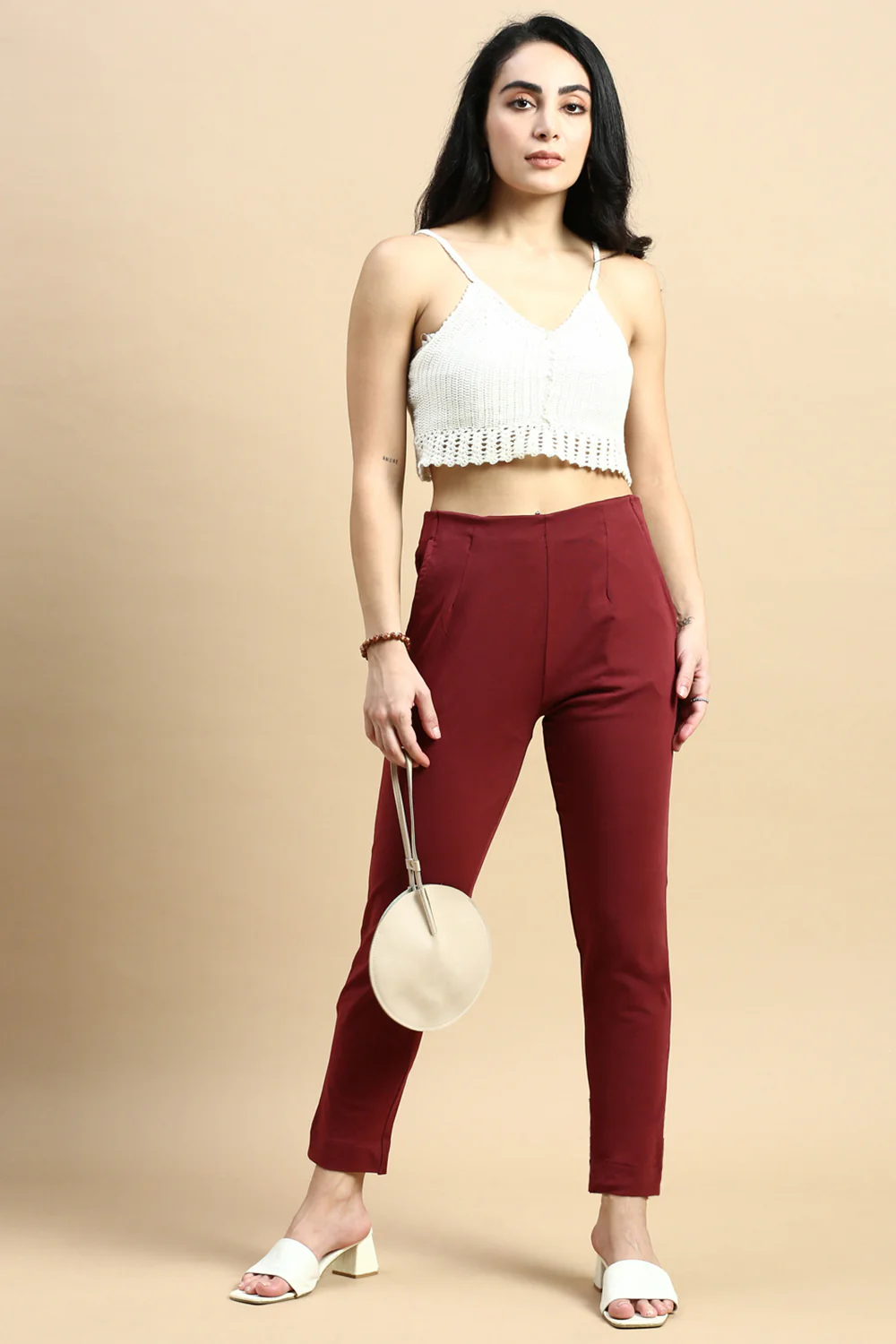 Women Maroon Casual Pants - Image 5