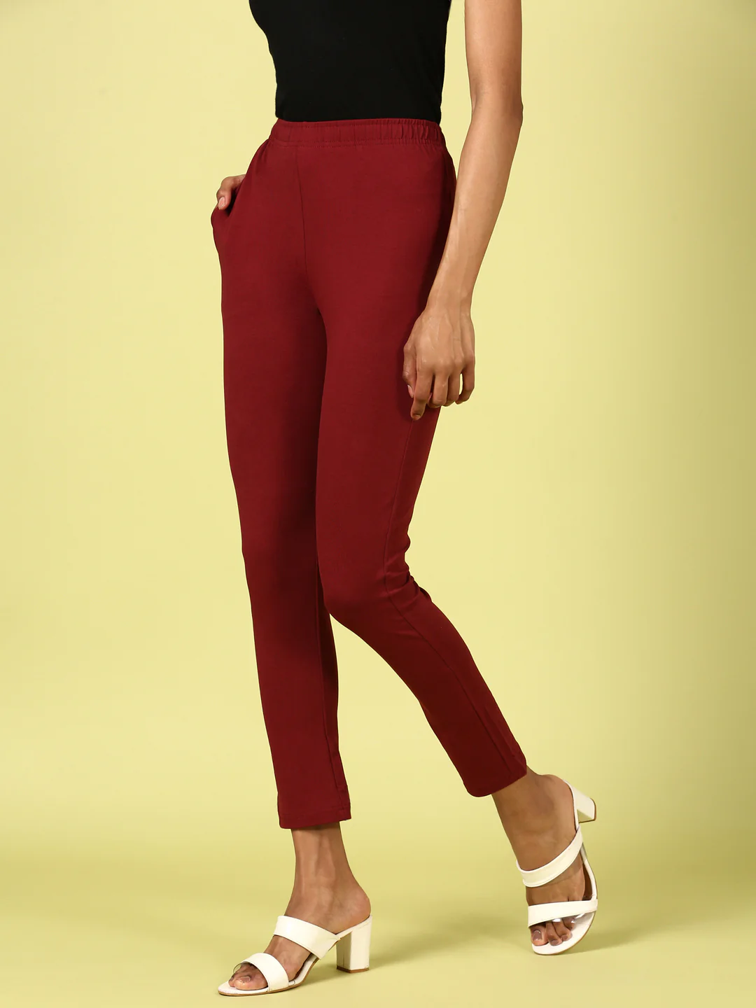Women Maroon Casual Pants - Image 2