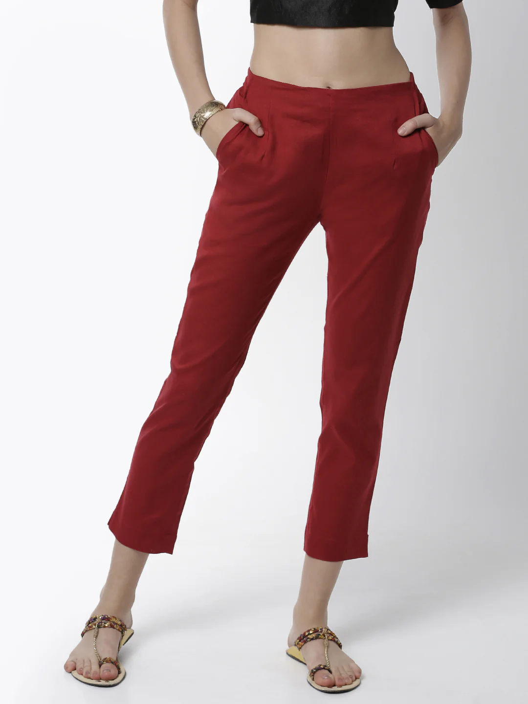 Women Maroon Casual Pants