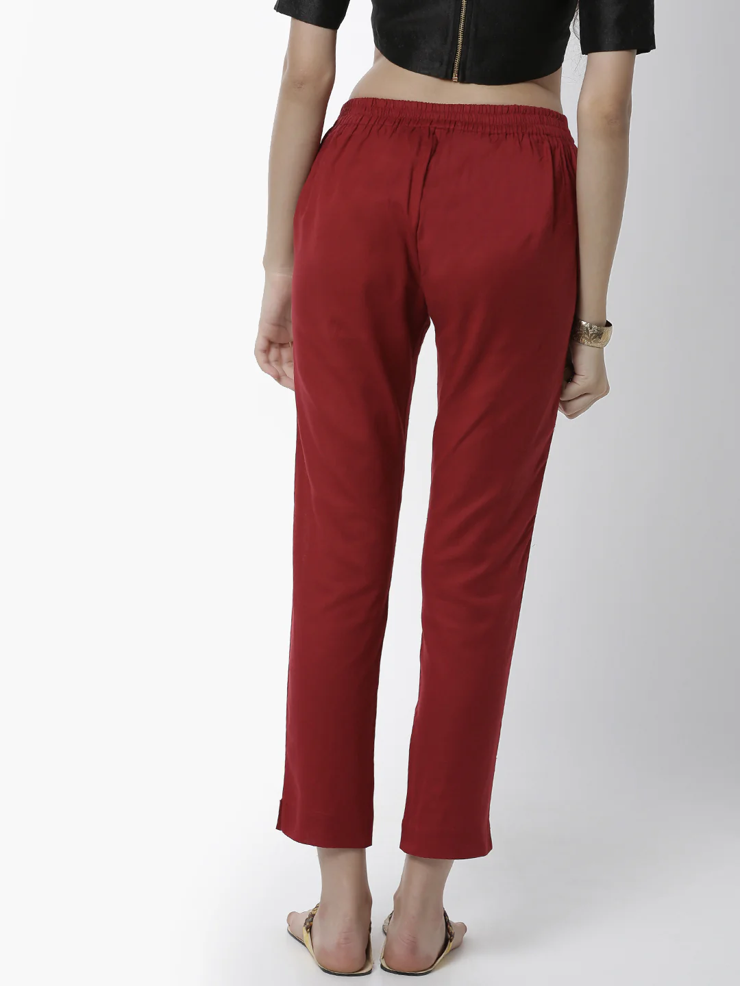 Women Maroon Casual Pants - Image 3