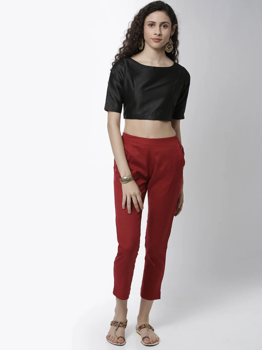 Women Maroon Casual Pants - Image 4