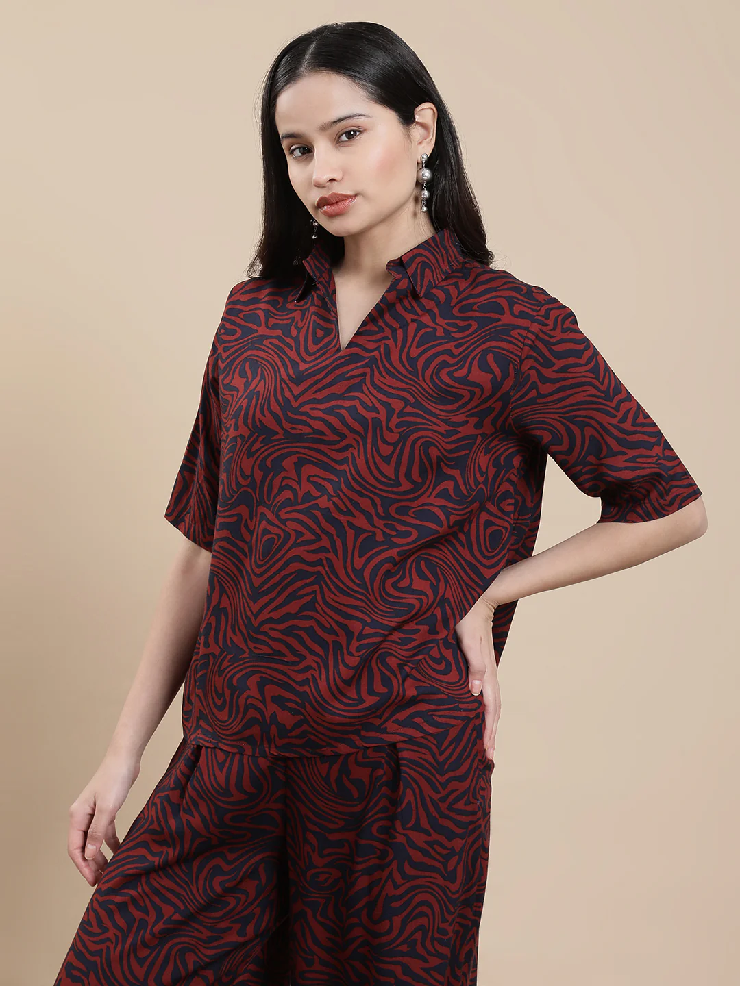 Women Maroon Casual Top - Image 4