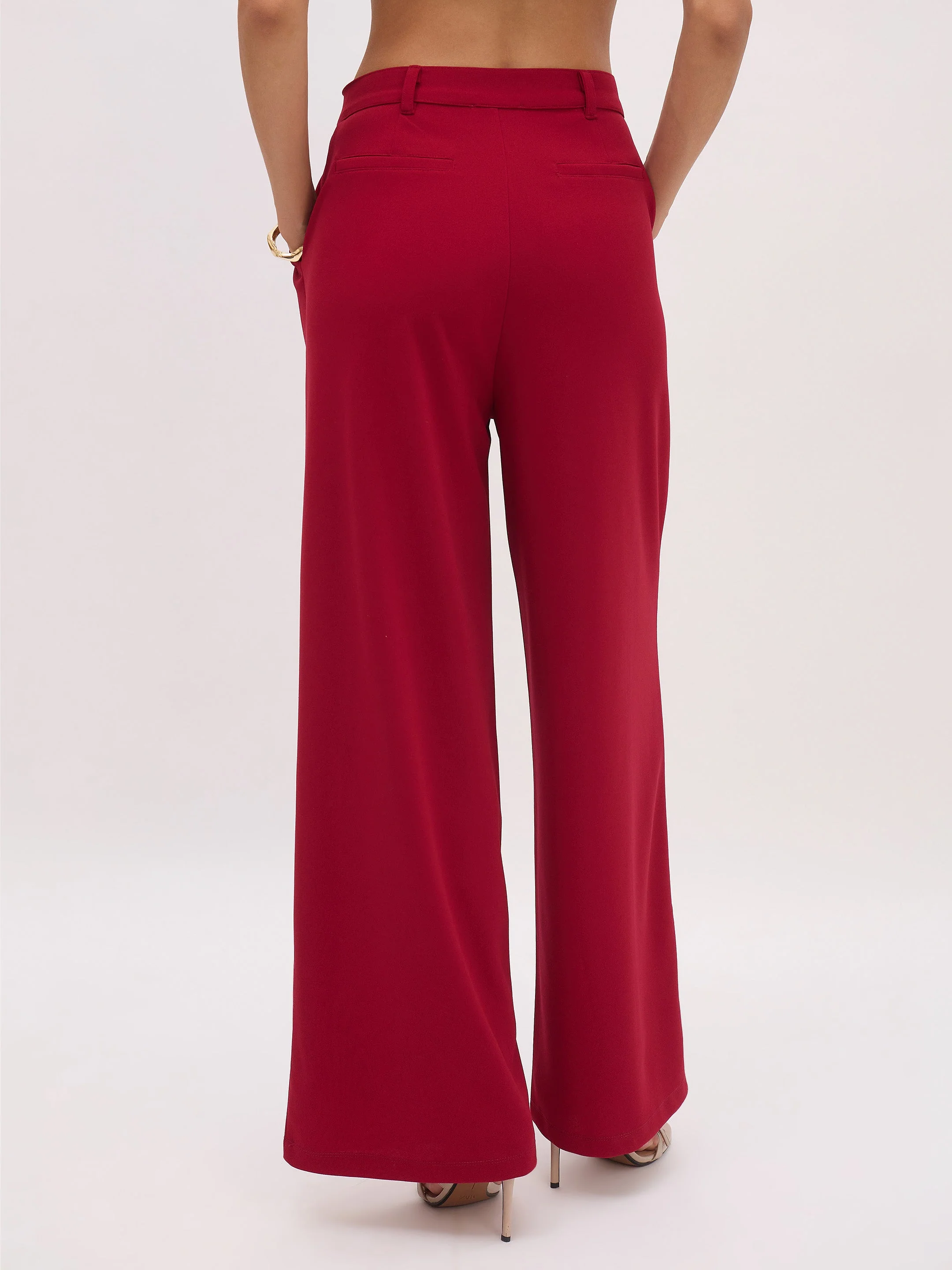 Women Maroon Cross Pocket Pants - Image 5