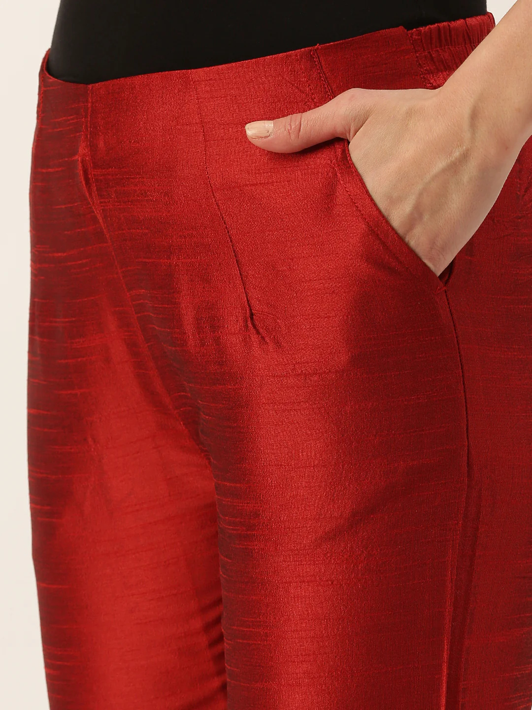 Women Maroon Festive Pants - Image 4