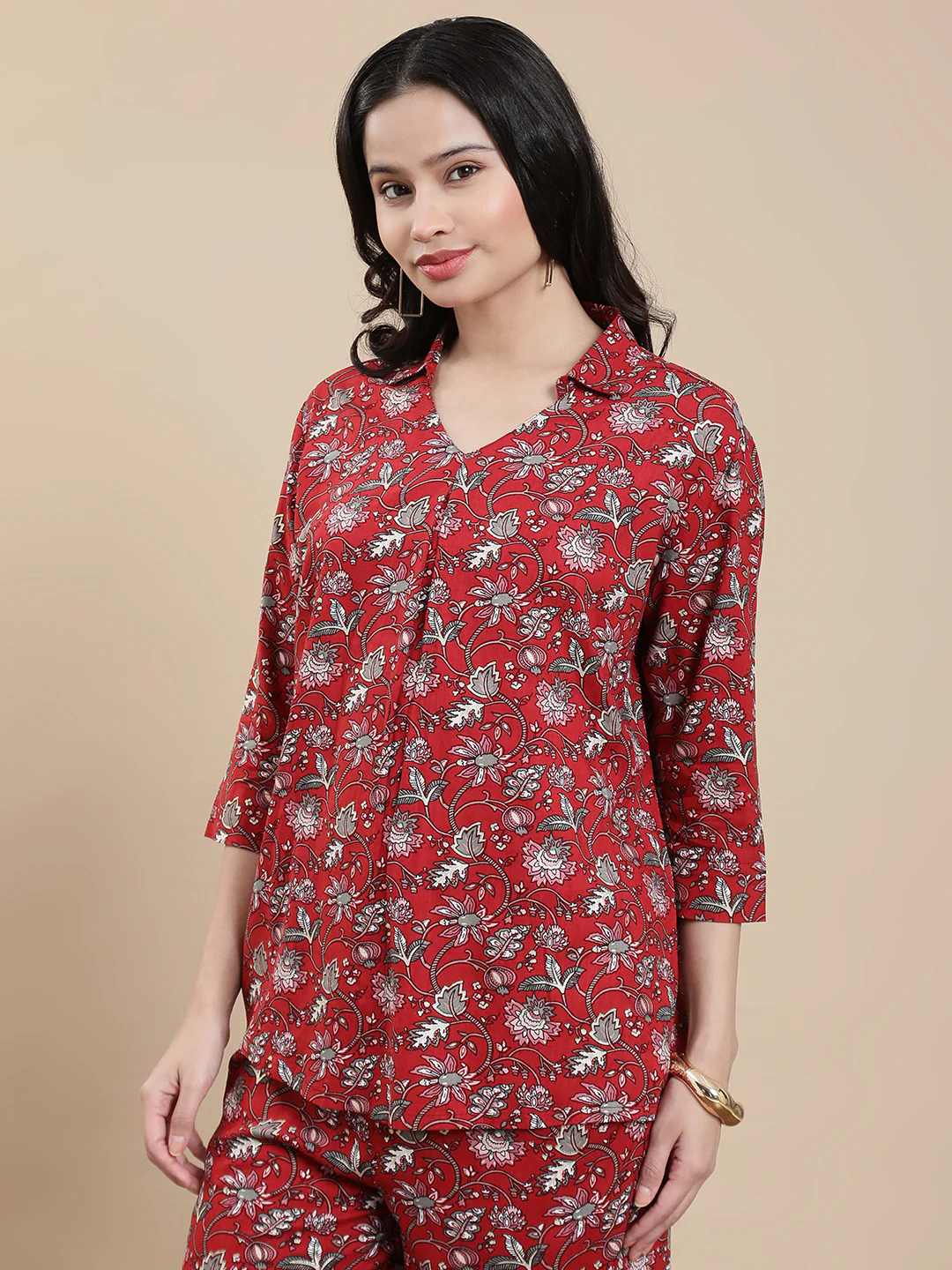Women Maroon Festive Top - Image 4