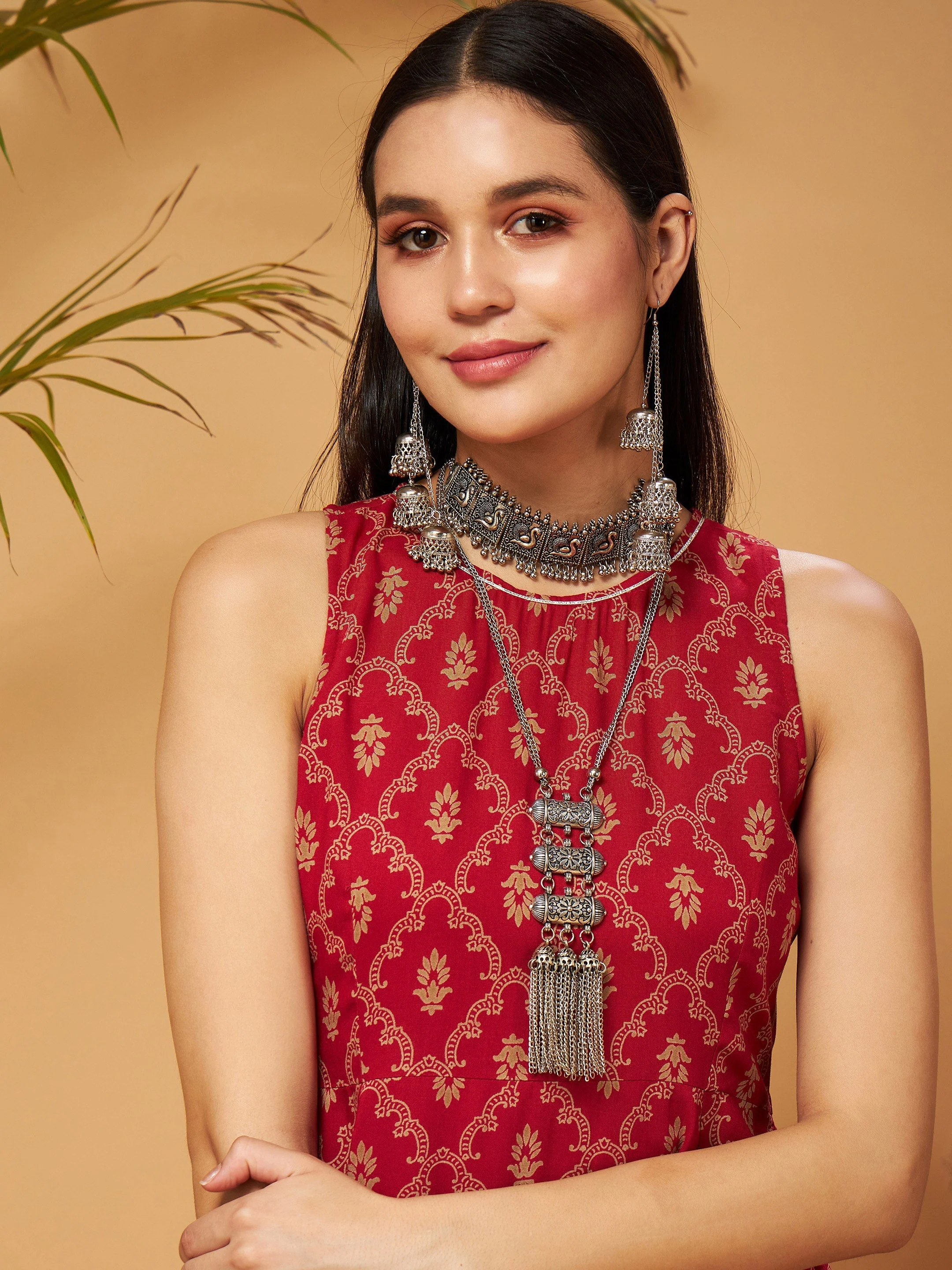 Women Maroon Floral Box Back Detail Anarkali Kurta - Image 4