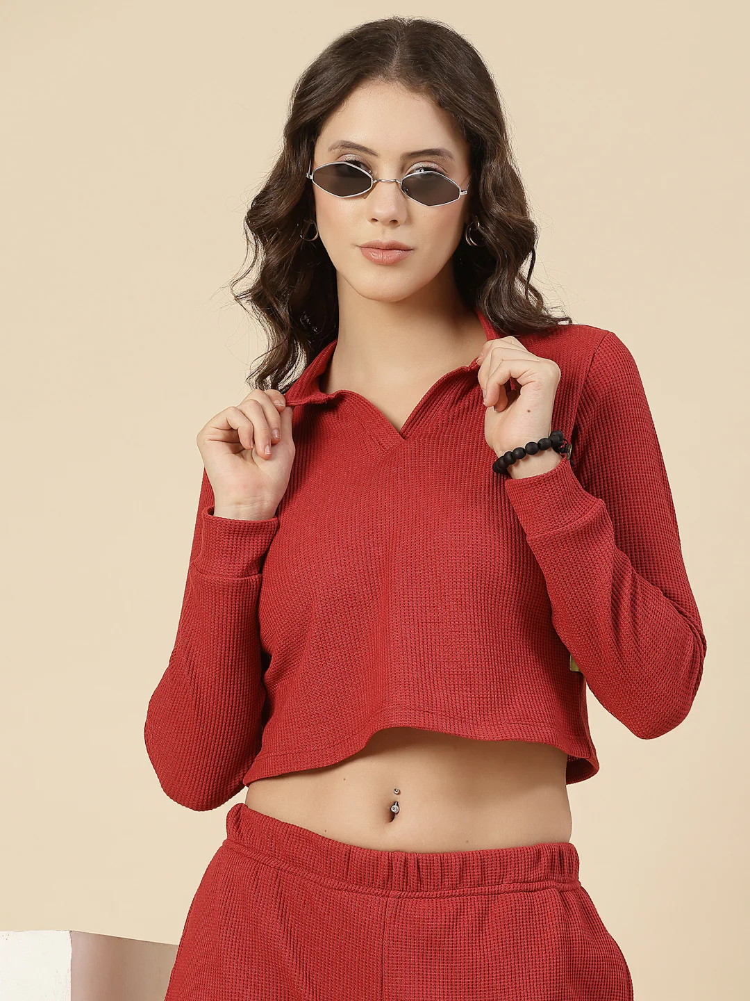 Women Maroon Regular Fit co-ords - Image 3