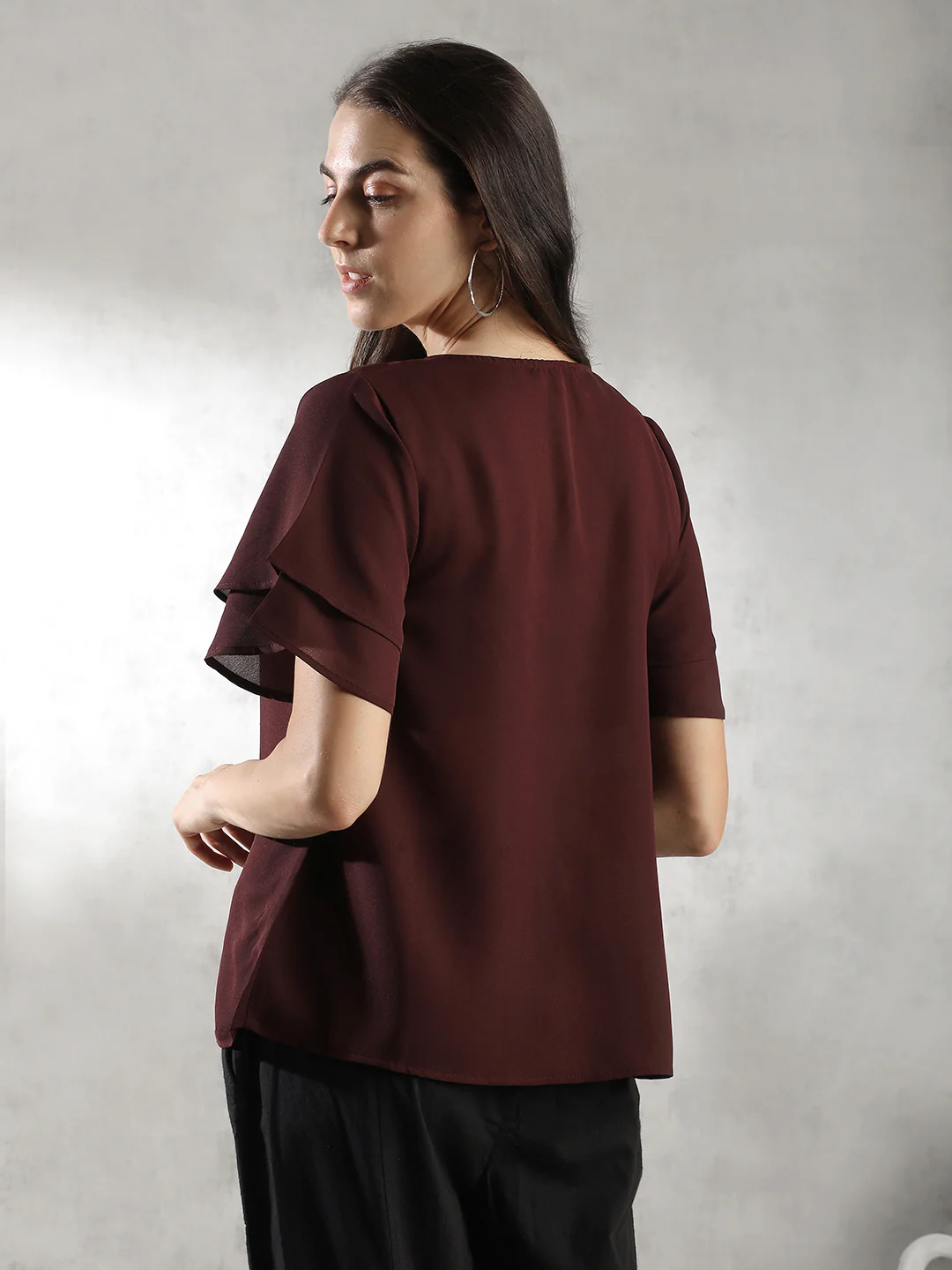 Women Maroon Regular Fit Tops - Image 4