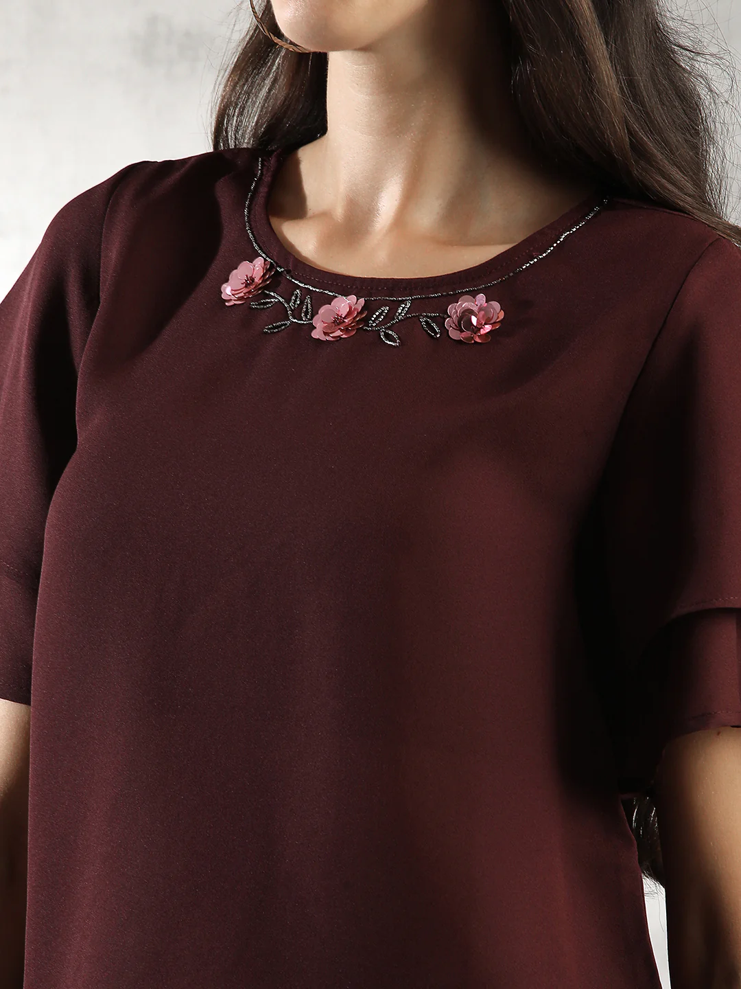 Women Maroon Regular Fit Tops - Image 5