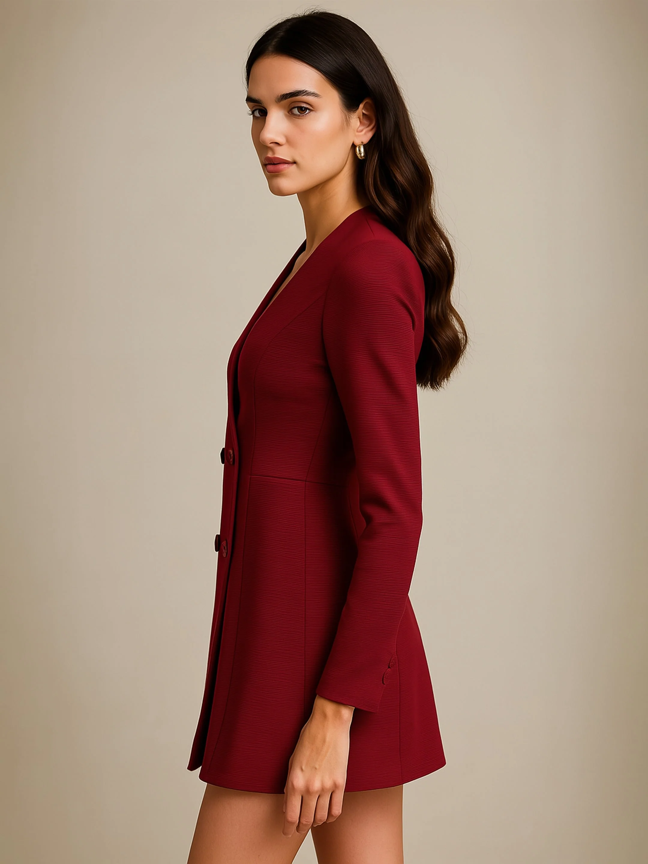 Women Maroon  Short Dress - Image 3