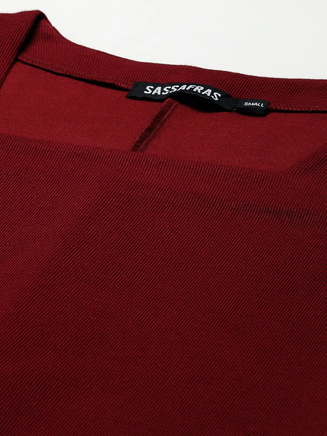Women Maroon Square Neck Bodycon Dress - Image 2