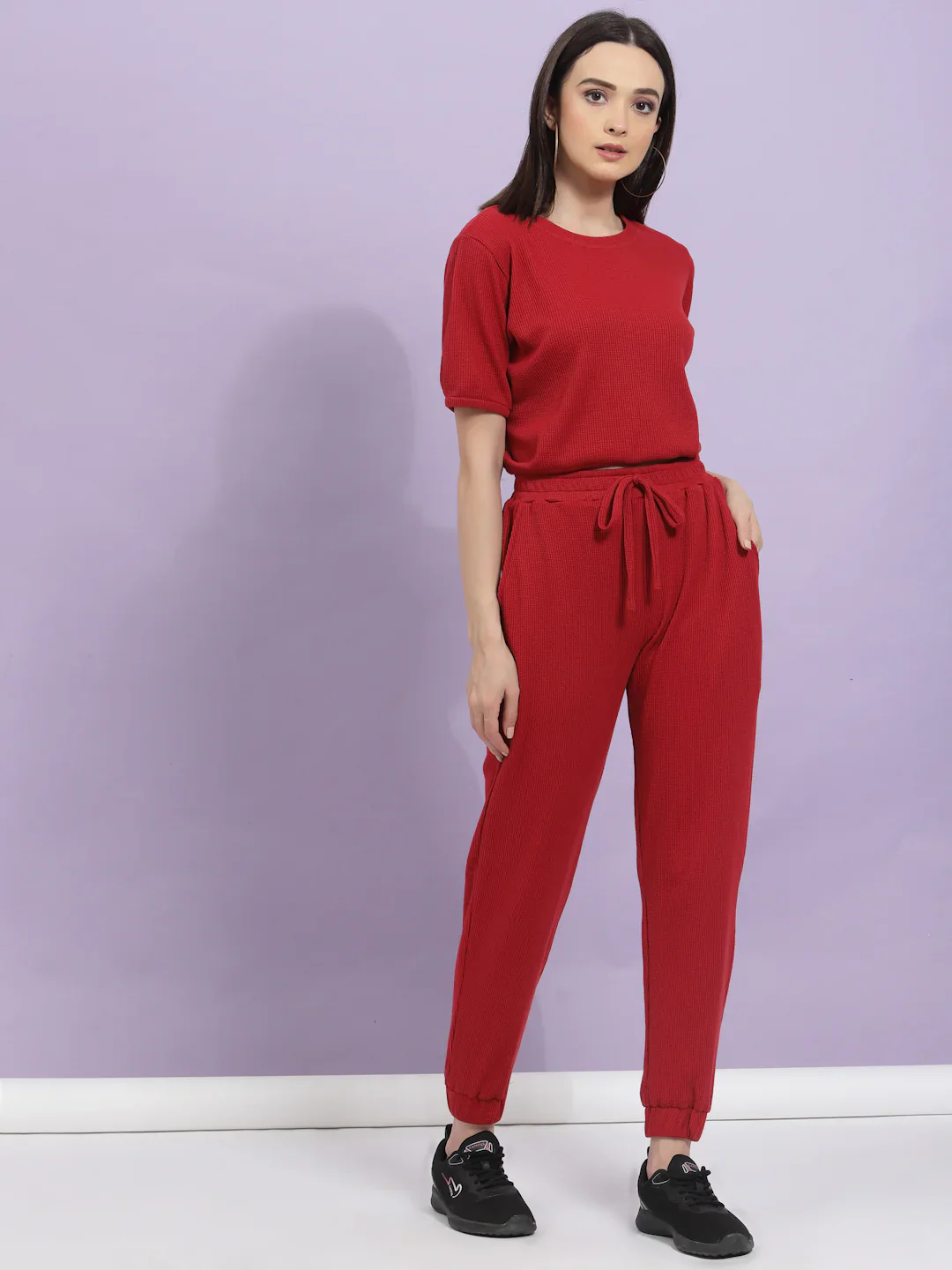 Women Maroon Textured co-ords - Image 3