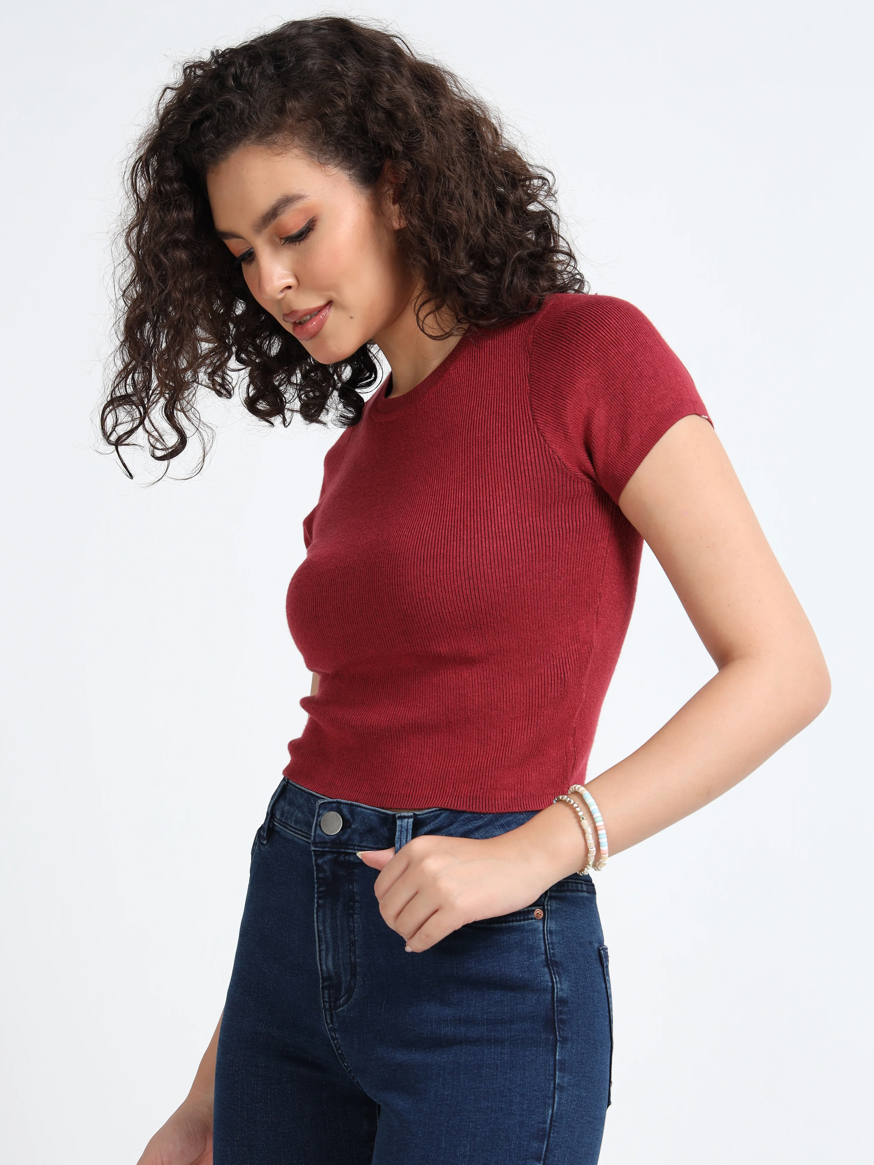 Women Maroon Winter Top - Image 5