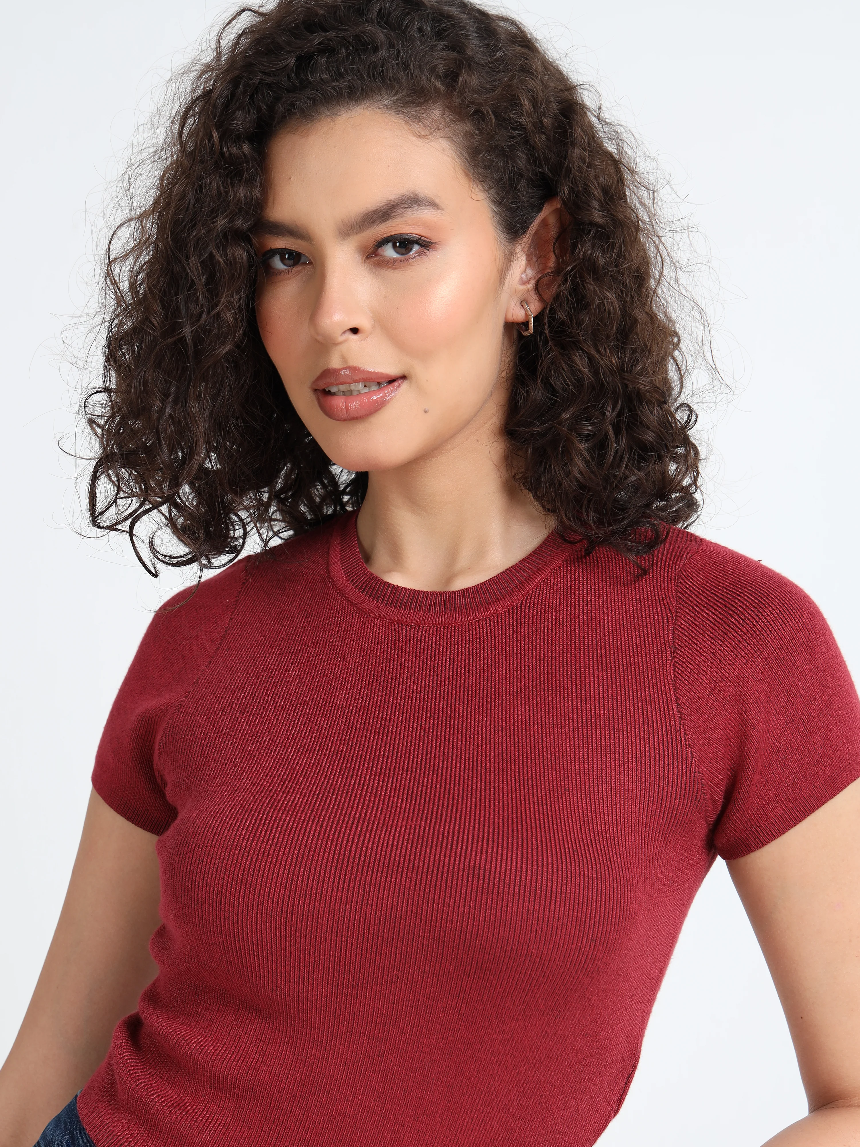 Women Maroon Winter Top - Image 6