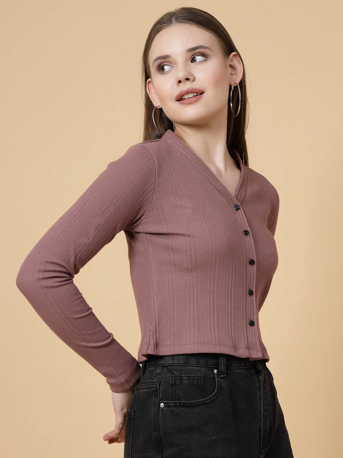 Women Mauve Crop Top - Image 3