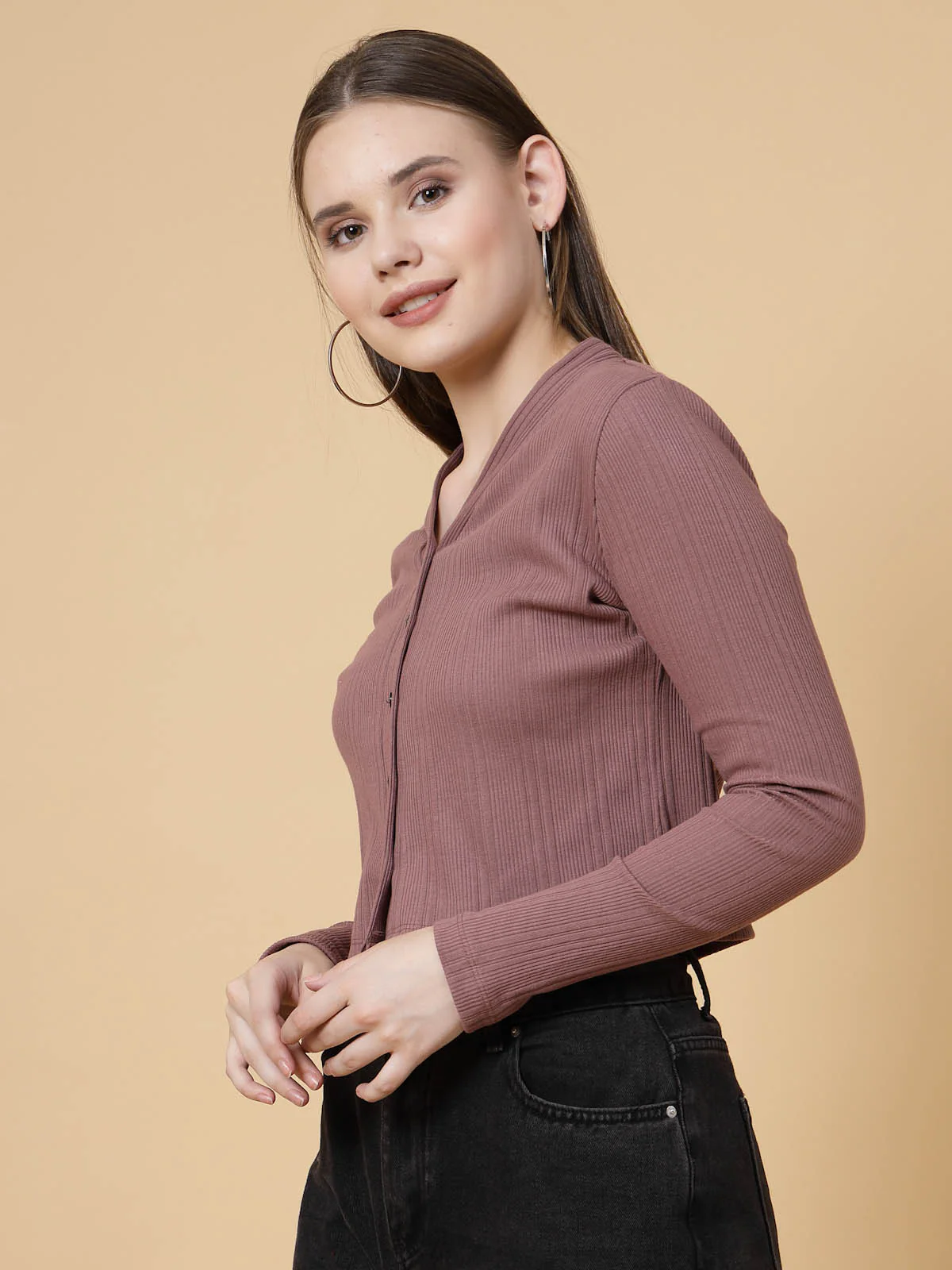 Women Mauve Crop Top - Image 4