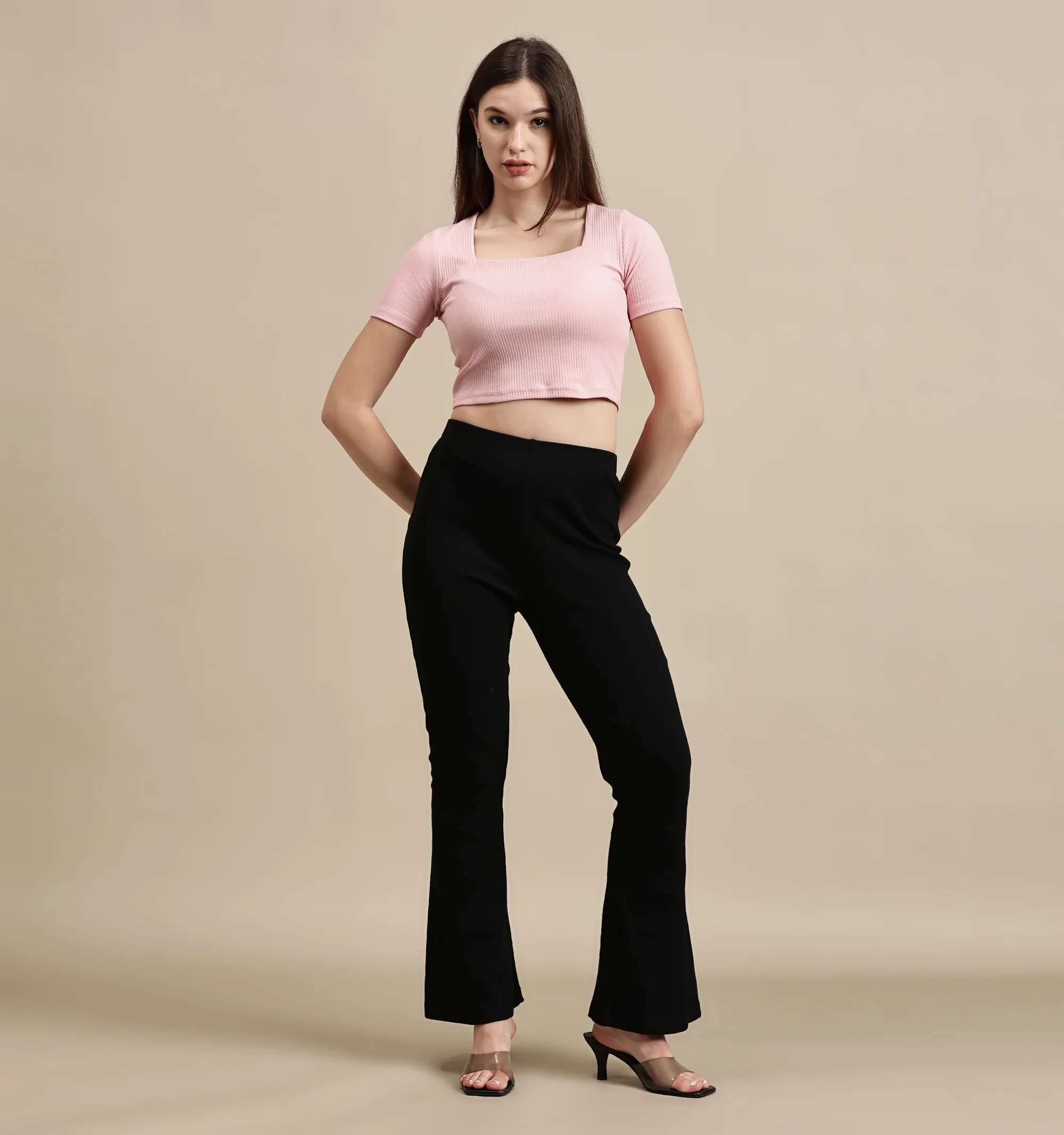 Women Mauve Half Sleeve Crop Top - Image 5