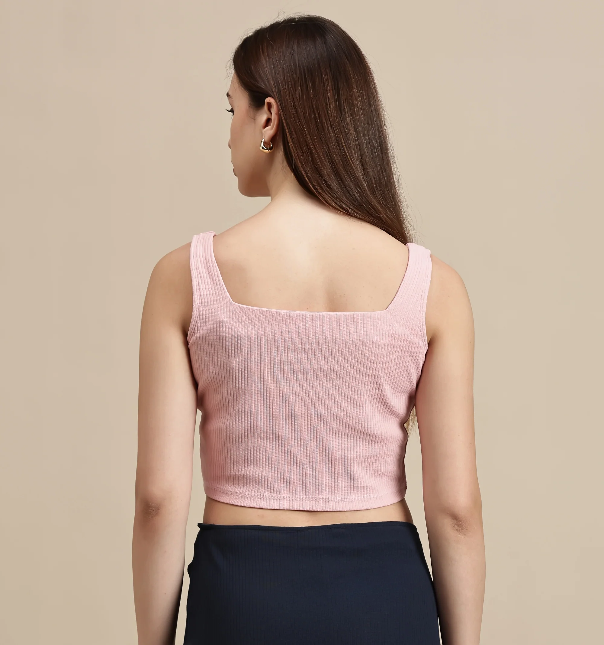 Women Mauve Sleeveless Crop Top - Image 3