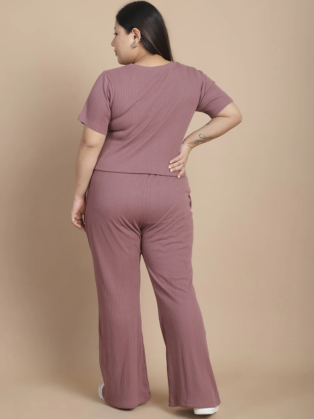 Women Mauve Textured co-ords - Image 2