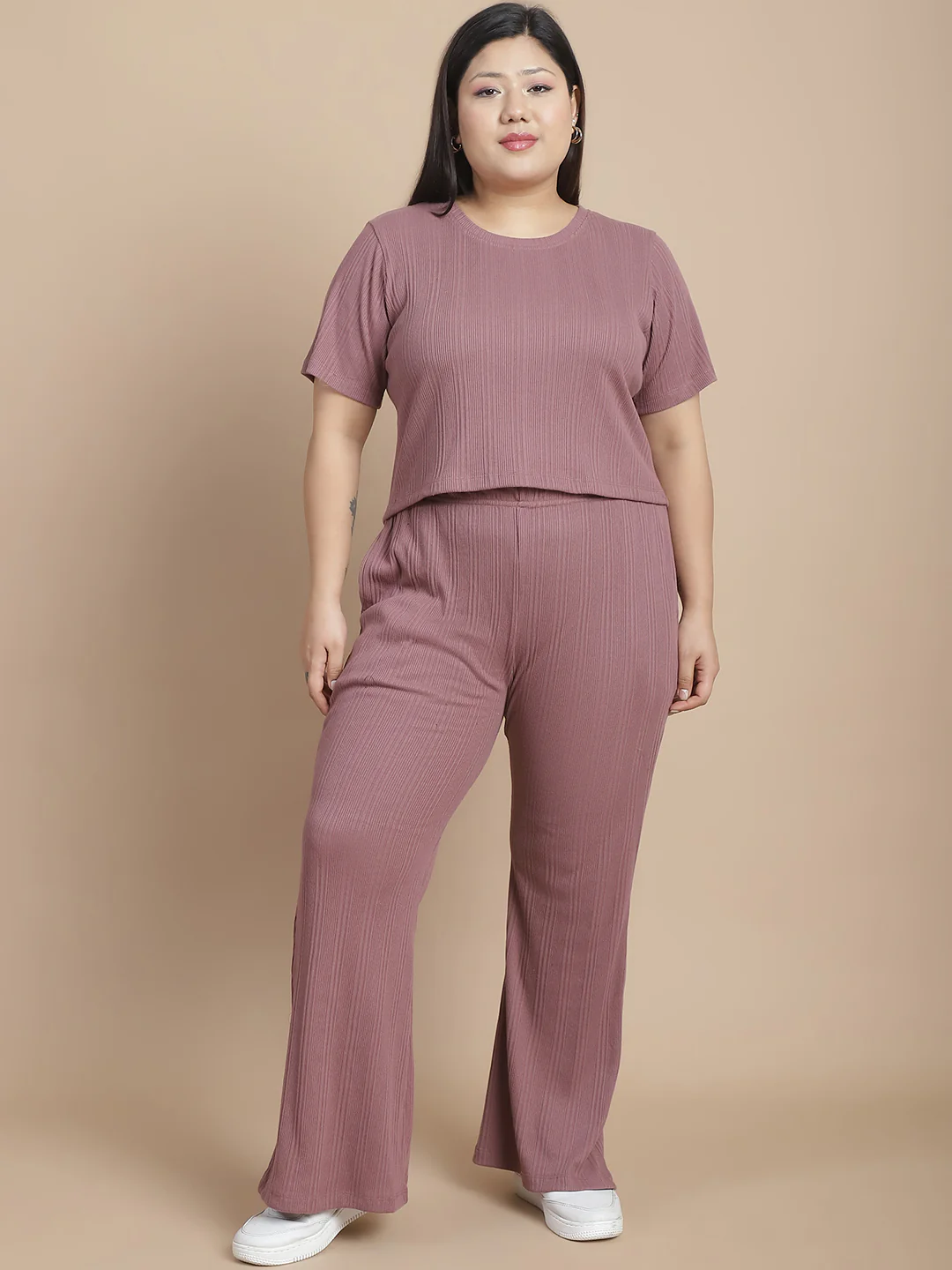 Women Mauve Textured co-ords - Image 3
