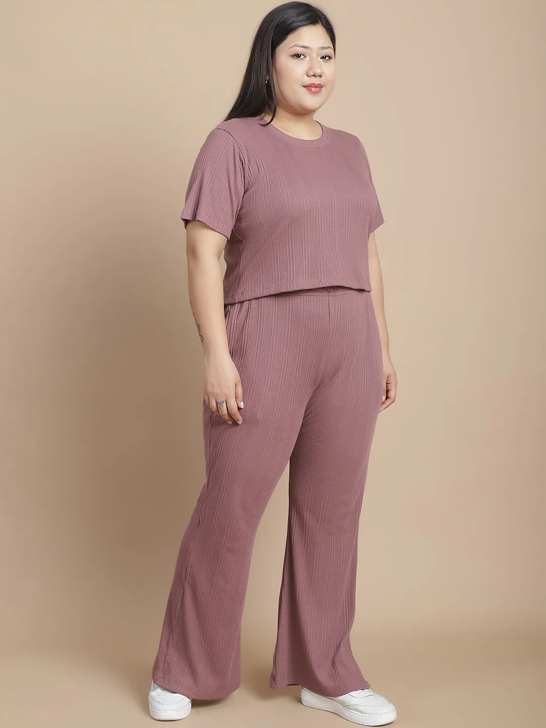 Women Mauve Textured co-ords - Image 4