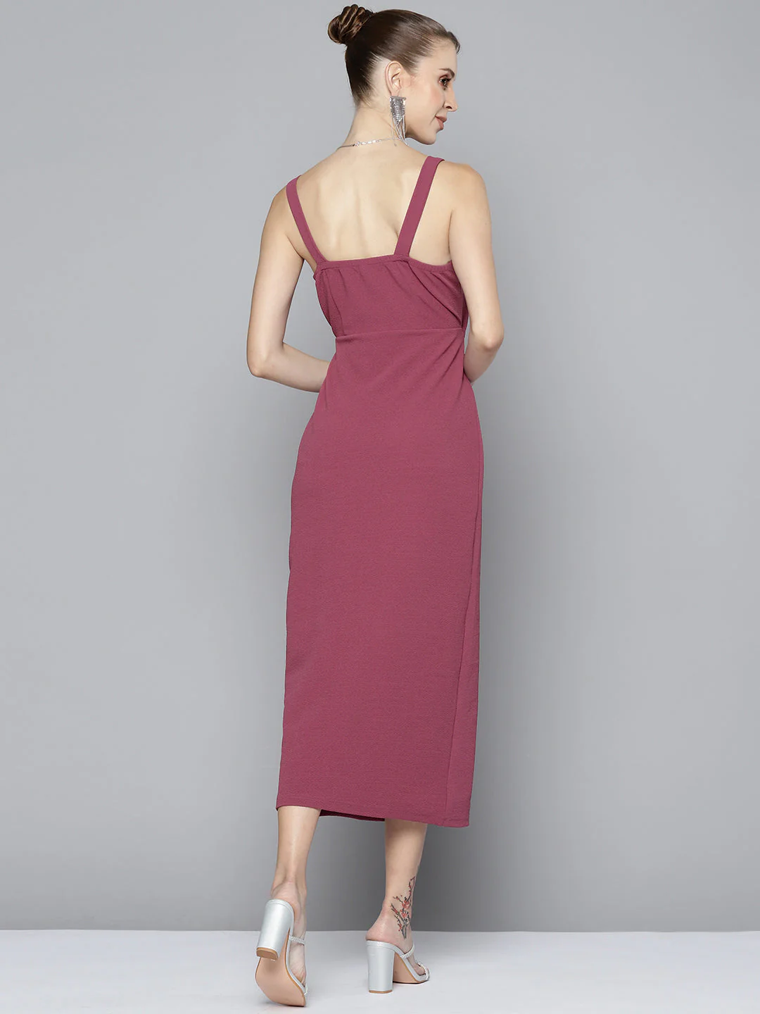 Women Mauve Waist Cut Out Bodycon Dress - Image 4