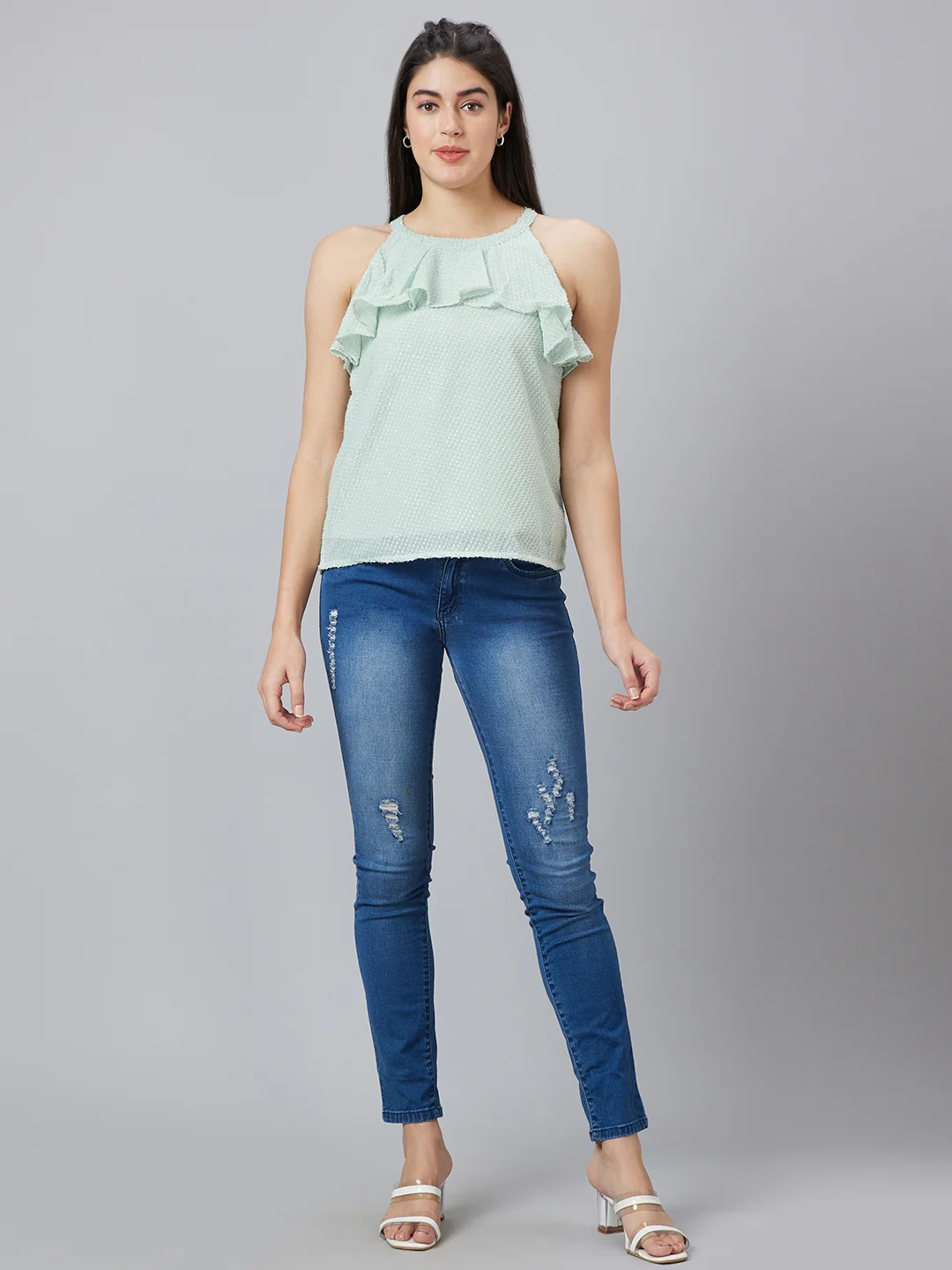 Women Self Design Sleeveless Top - Image 2
