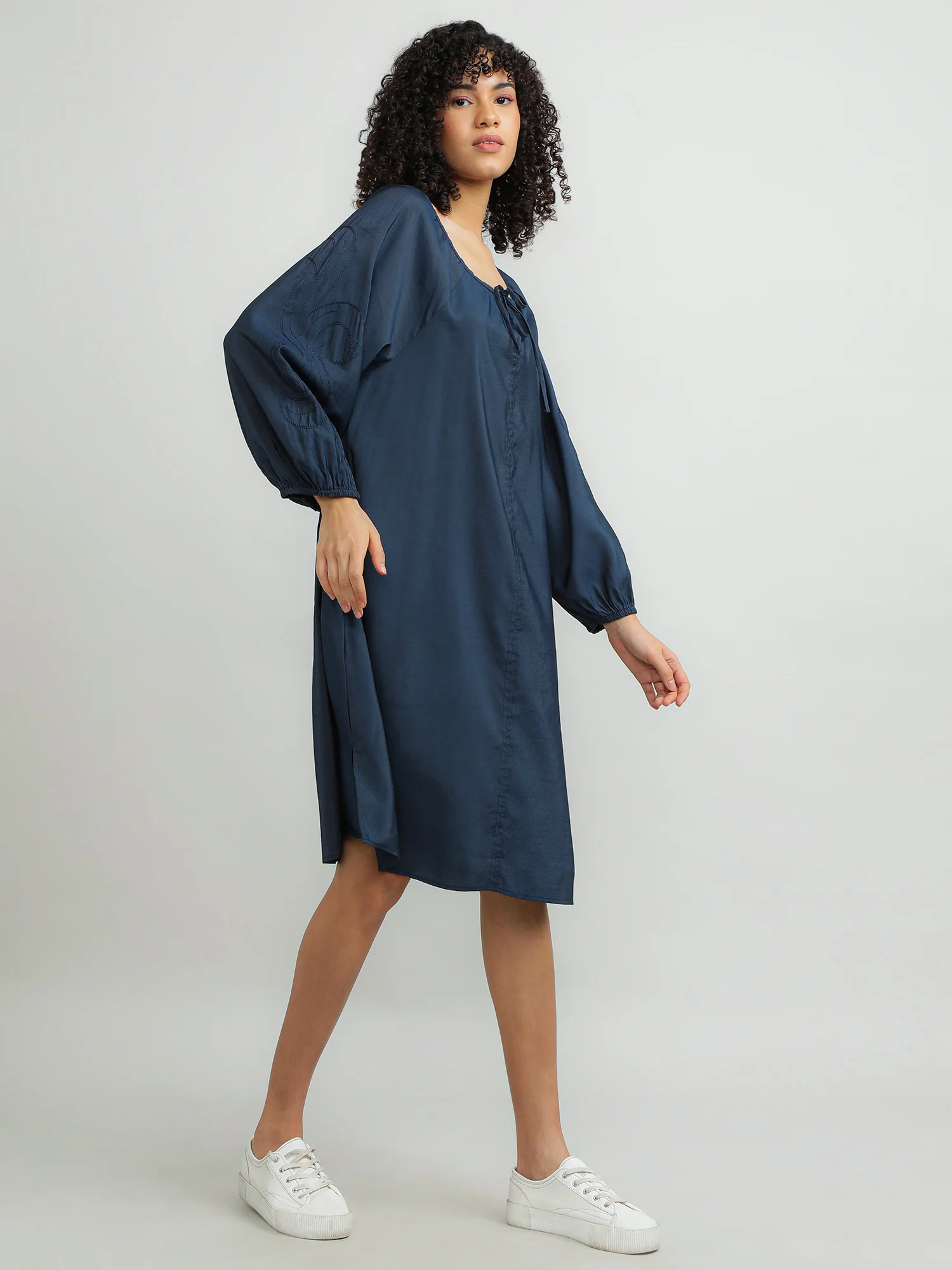 Women Modal Navy Dress - Image 3