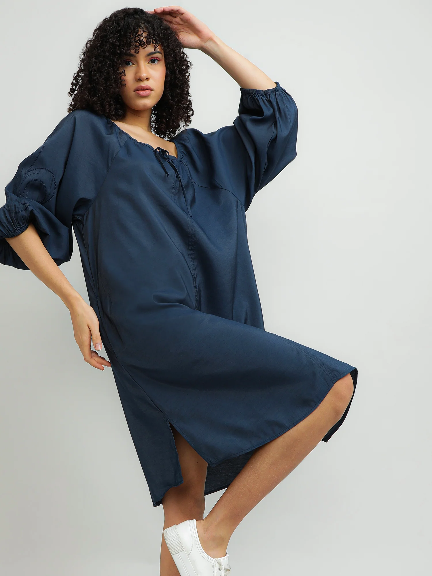 Women Modal Navy Dress - Image 5