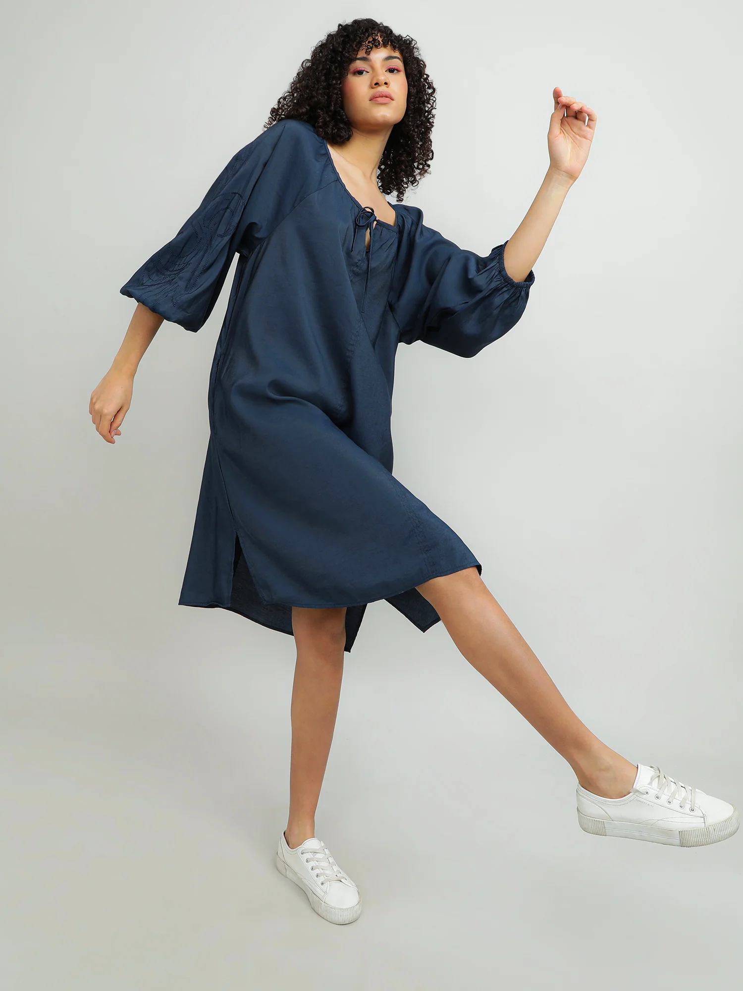 Women Modal Navy Dress - Image 6