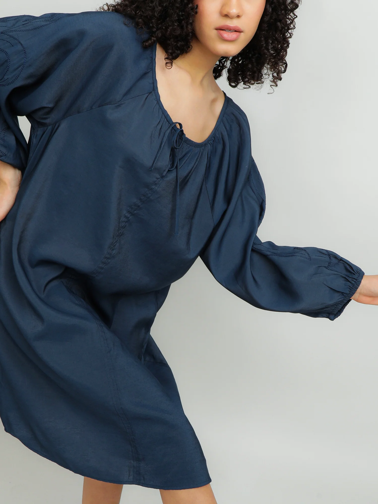 Women Modal Navy Dress - Image 7