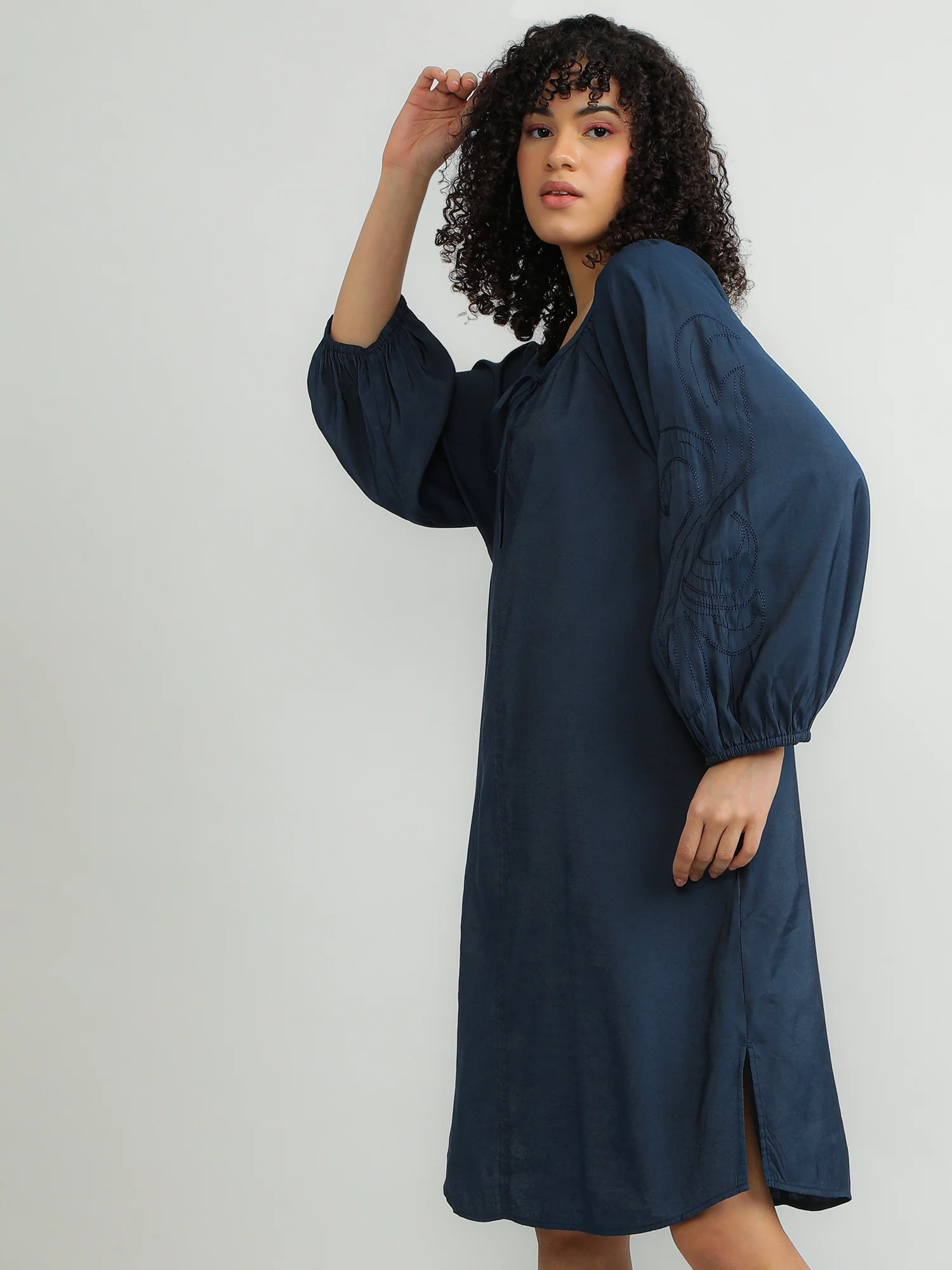 Women Modal Navy Dress - Image 8