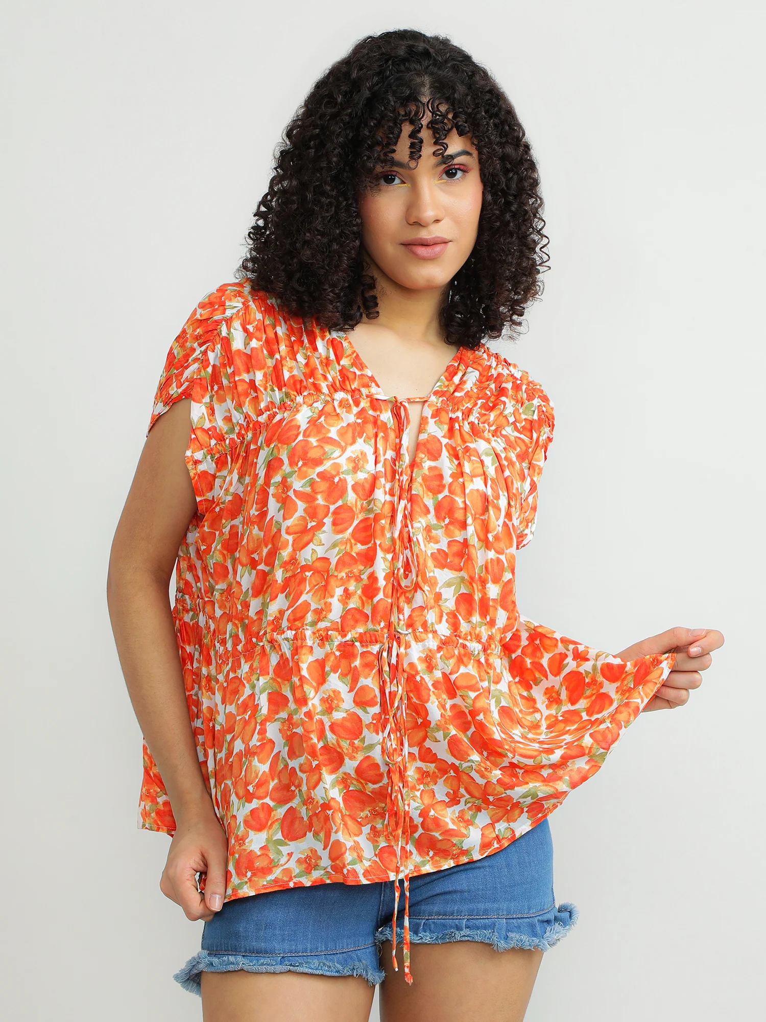 Women Modal Orange Fun Top - Image 2