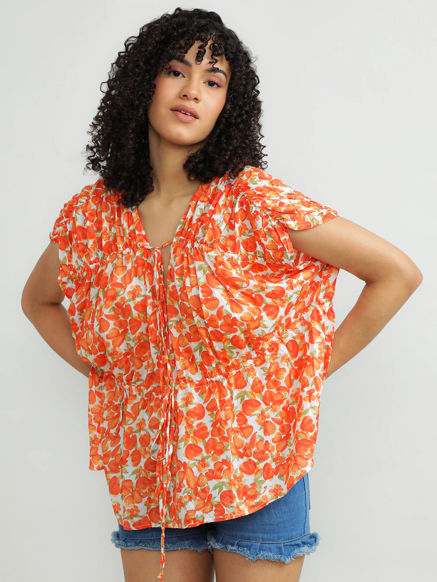 Women Modal Orange Fun Top - Image 3