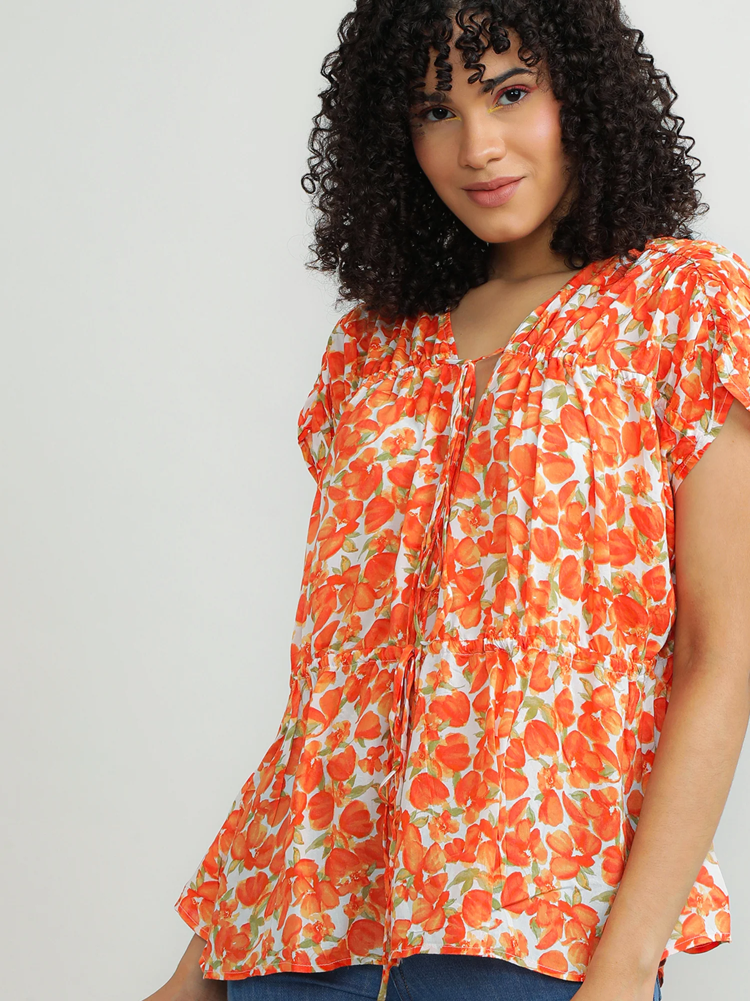 Women Modal Orange Fun Top - Image 4