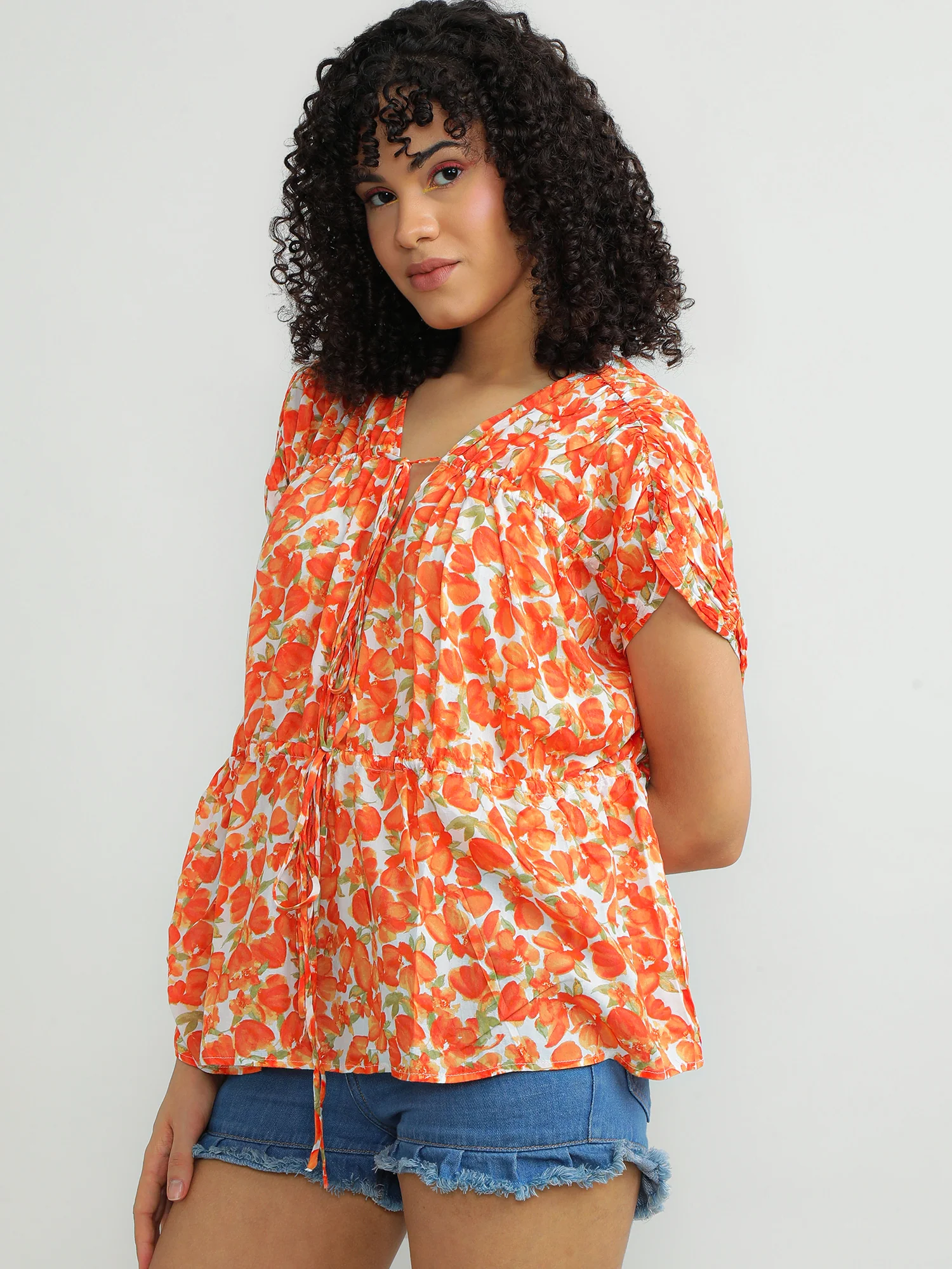 Women Modal Orange Fun Top - Image 5