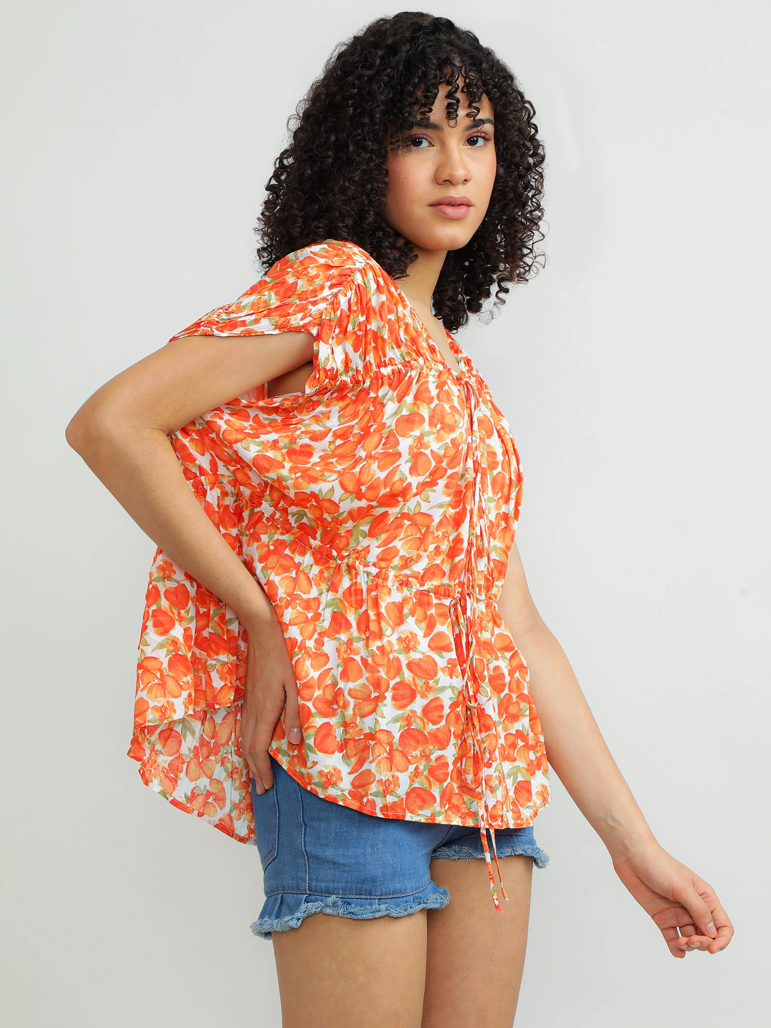 Women Modal Orange Fun Top - Image 6